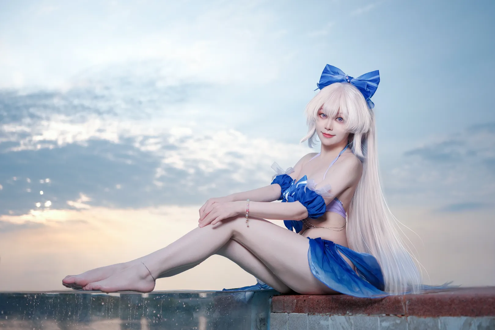 原神, cosplay, 泳装, 珊瑚宫心海cos, 水边摄影 - 第3张