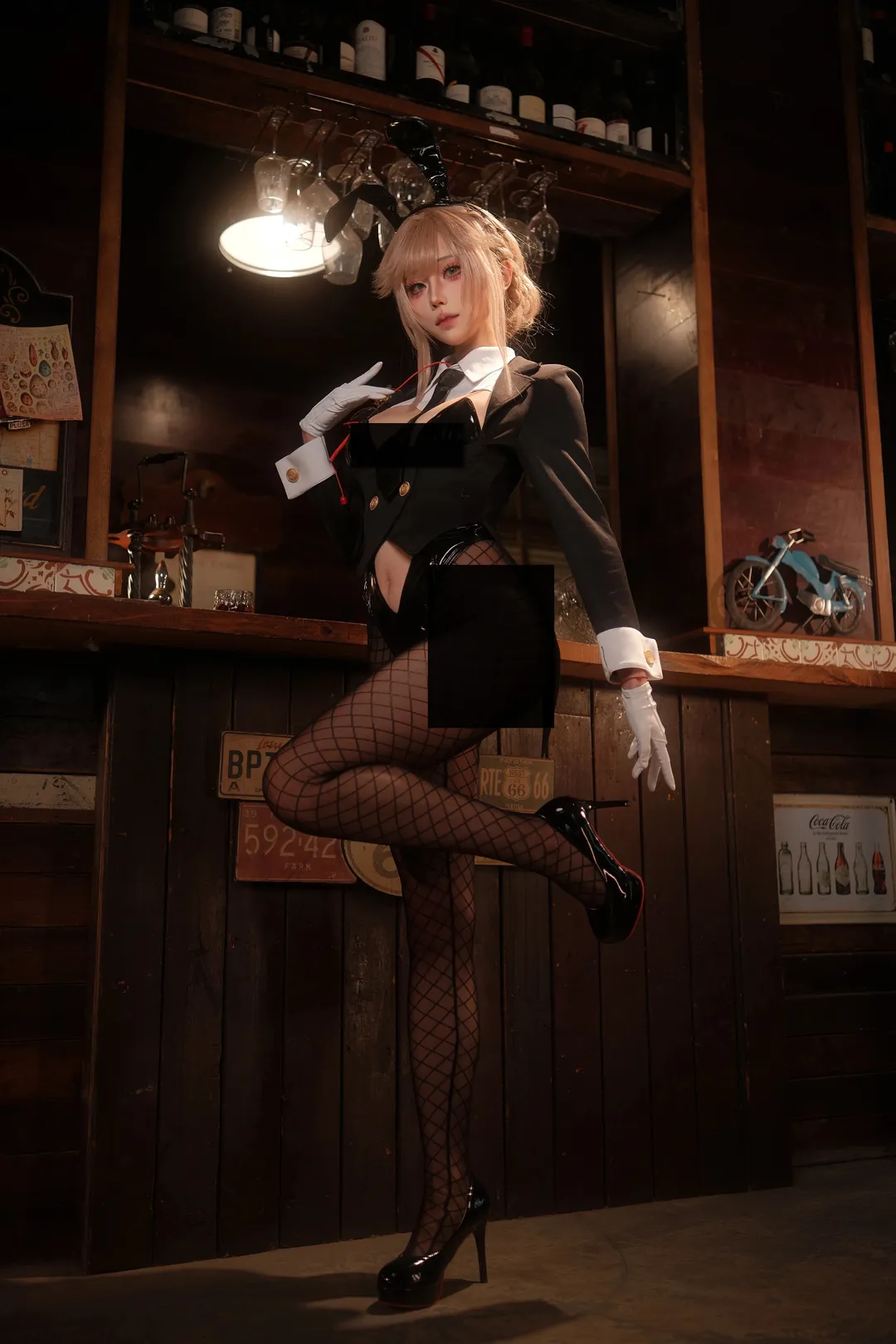 勝利女神, cosplay攝影, 兔女郎穿搭, 愛德cos, 黑色網眼絲襪