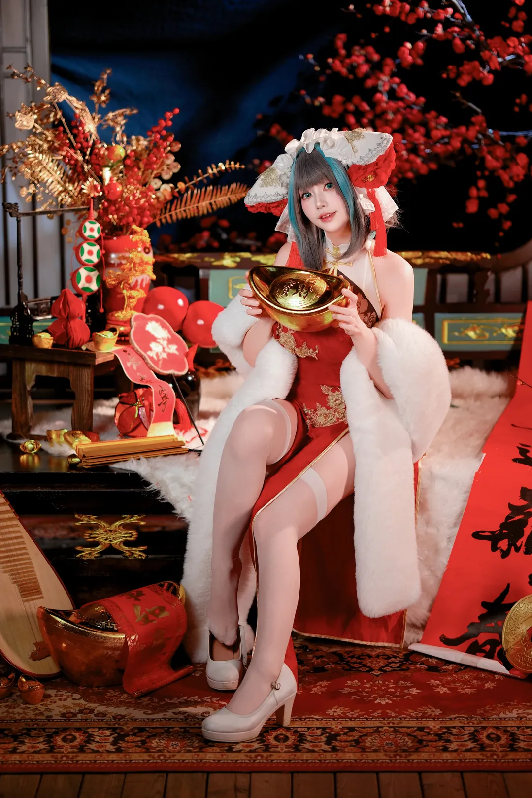 柴郡cos, 碧蓝航线, 二次元cosplay, 旗袍写真, 元宵节快乐