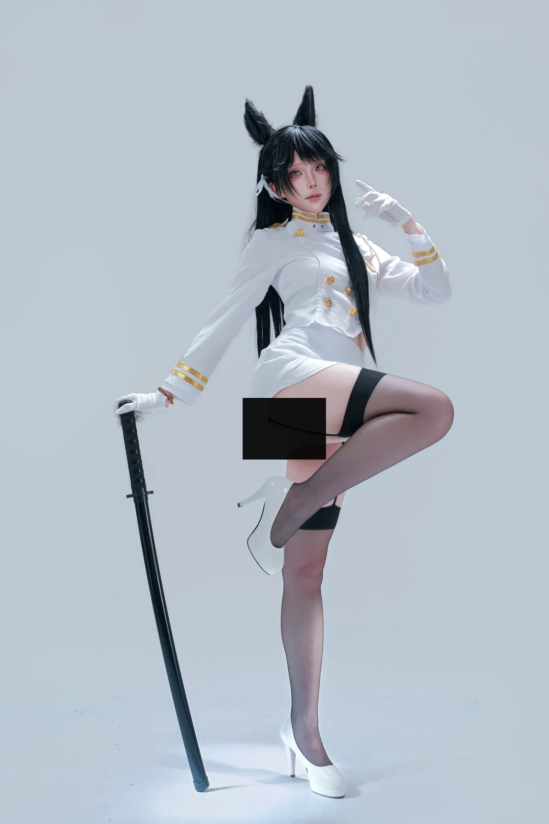 アズールレーン, 二次元コスプレ, 黒タイツ コーデ, 愛宕コスプレ, 白制服