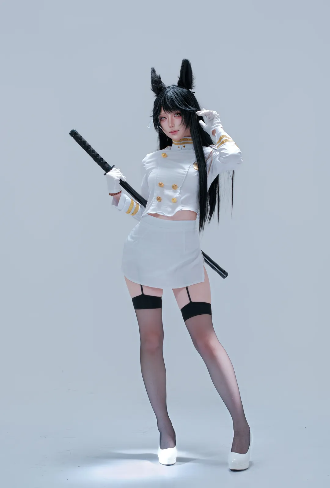 碧蓝航线, 二次元cosplay, 黑丝穿搭, 爱宕cos, 白制服 - 第2张
