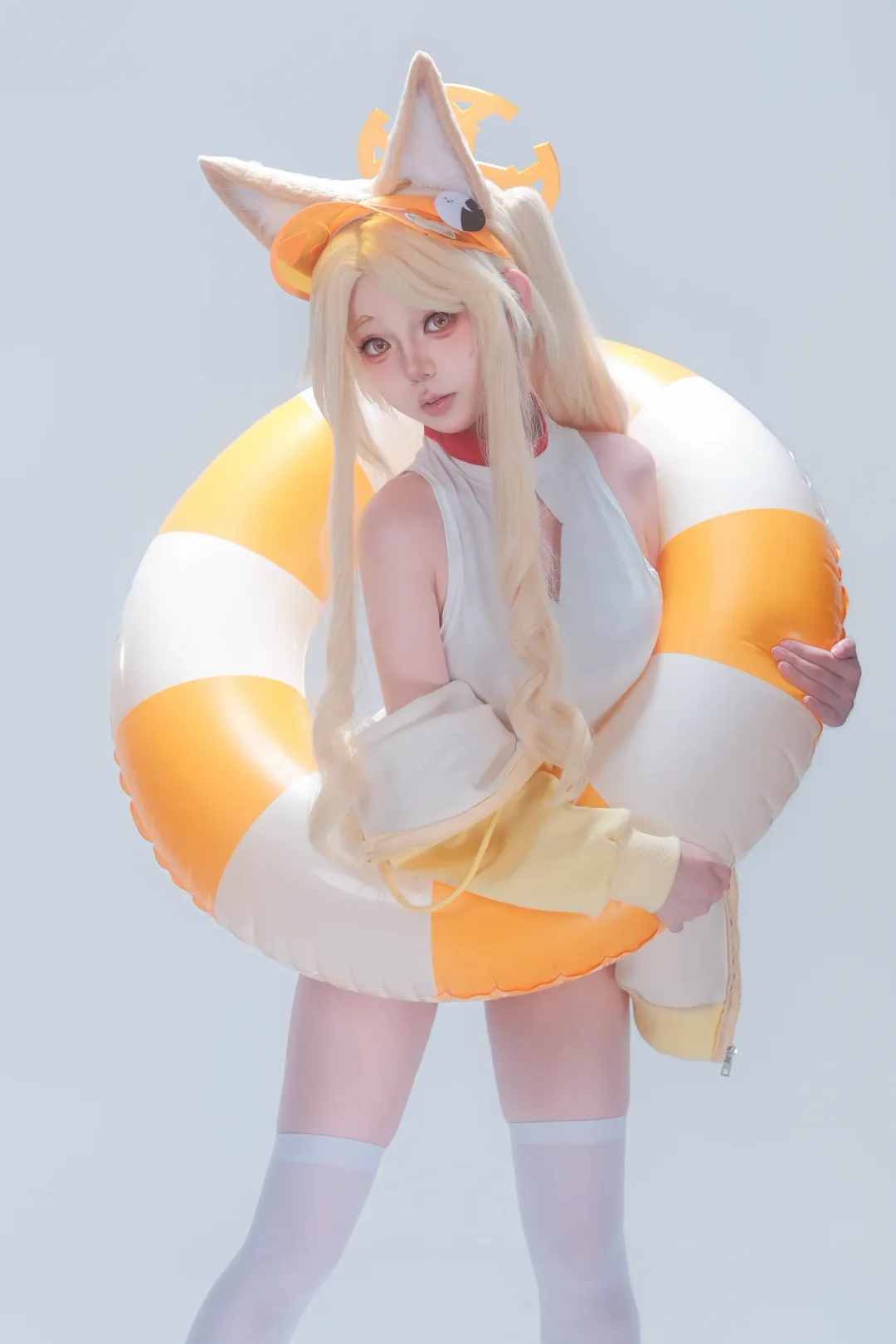 ブルーアーカイブ, 水着コスプレ, 白ストッキング, 獣耳娘, 百合園セイアコスプレ - 2枚目