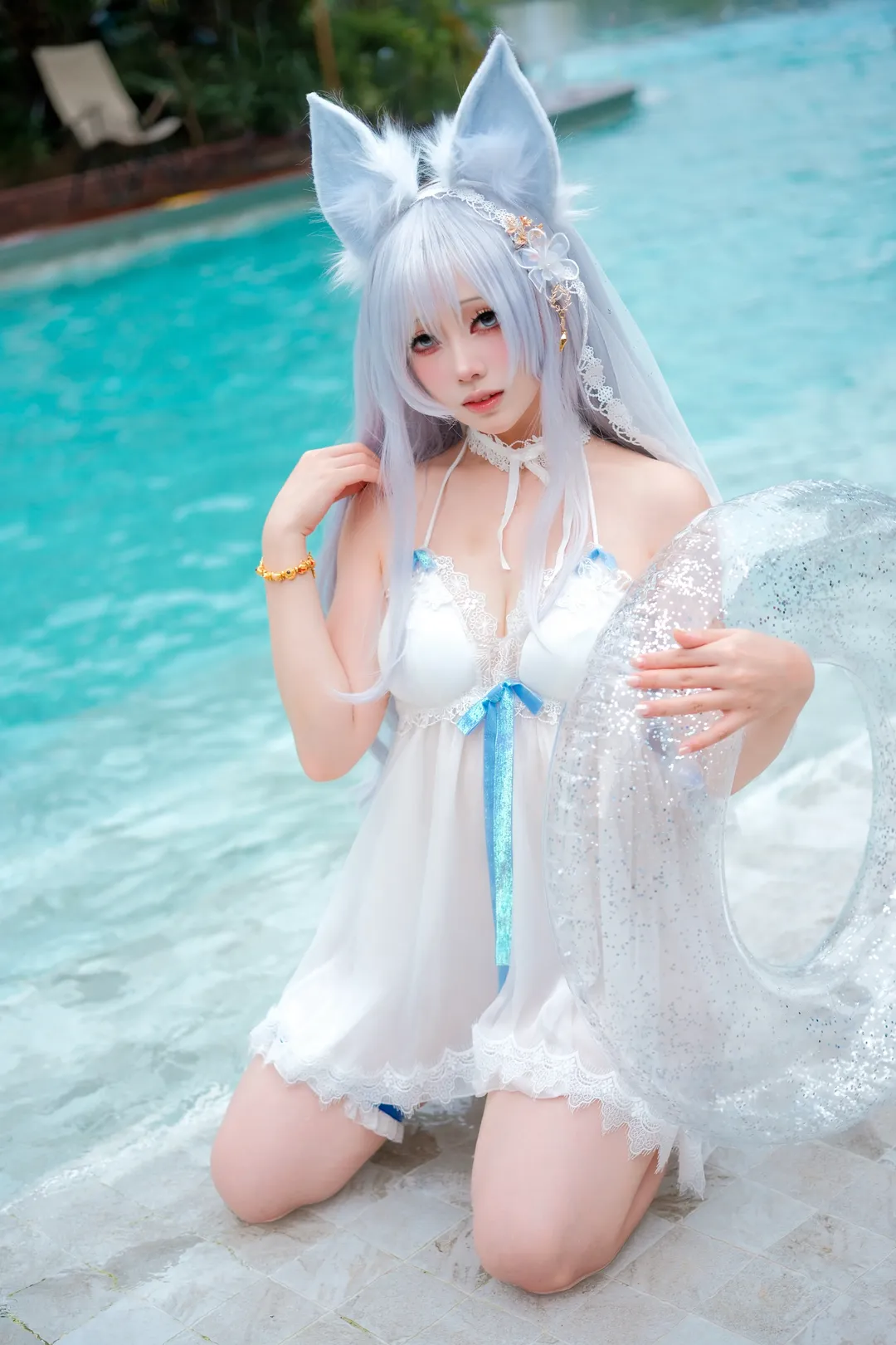 Anime-style photography, Azur Lane, Swimsuit cosplay, Shinano cosplay, Animal ears