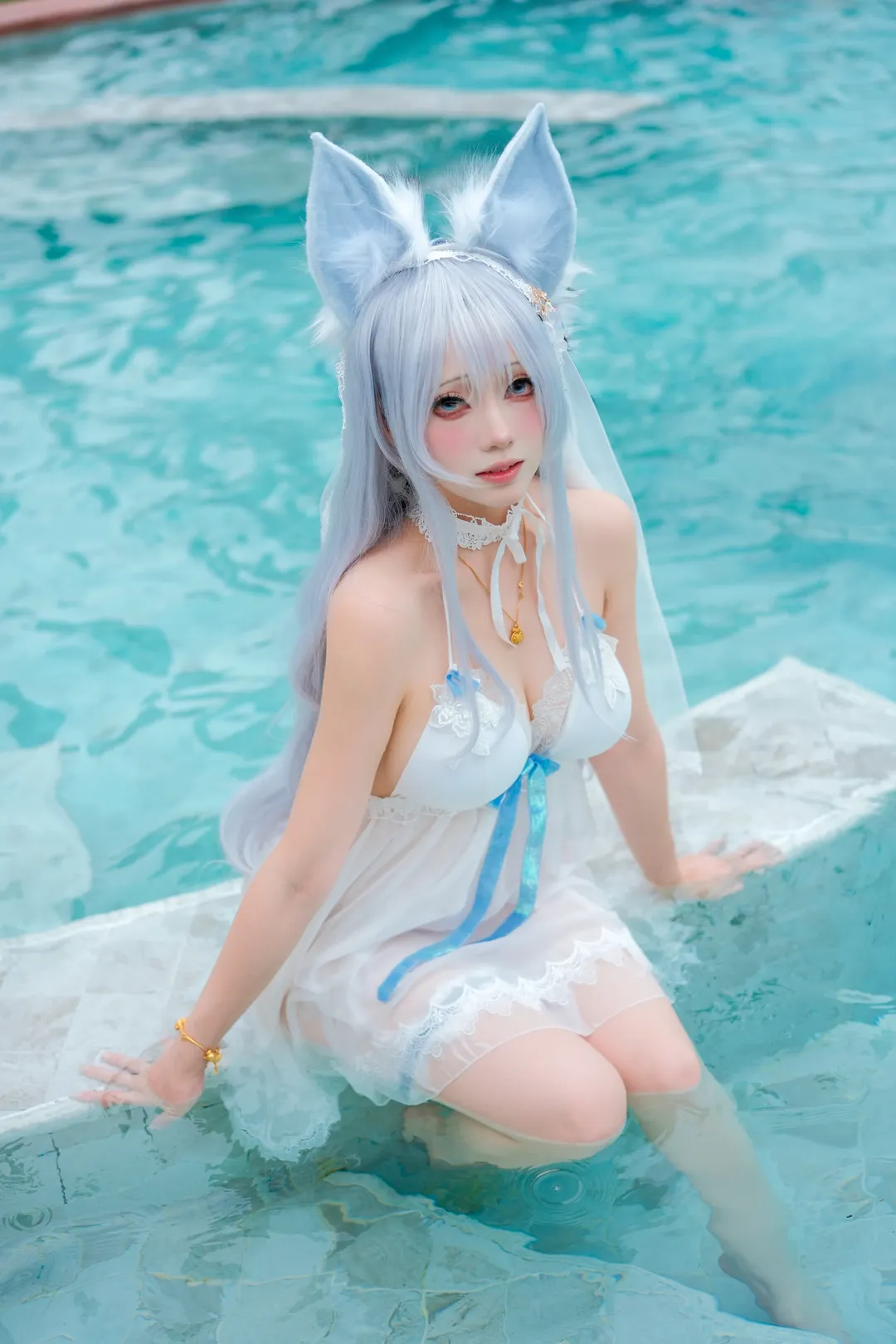 二次元撮影, アズールレーン, 水着コスプレ, 信濃 コスプレ, 獣耳 - 2枚目