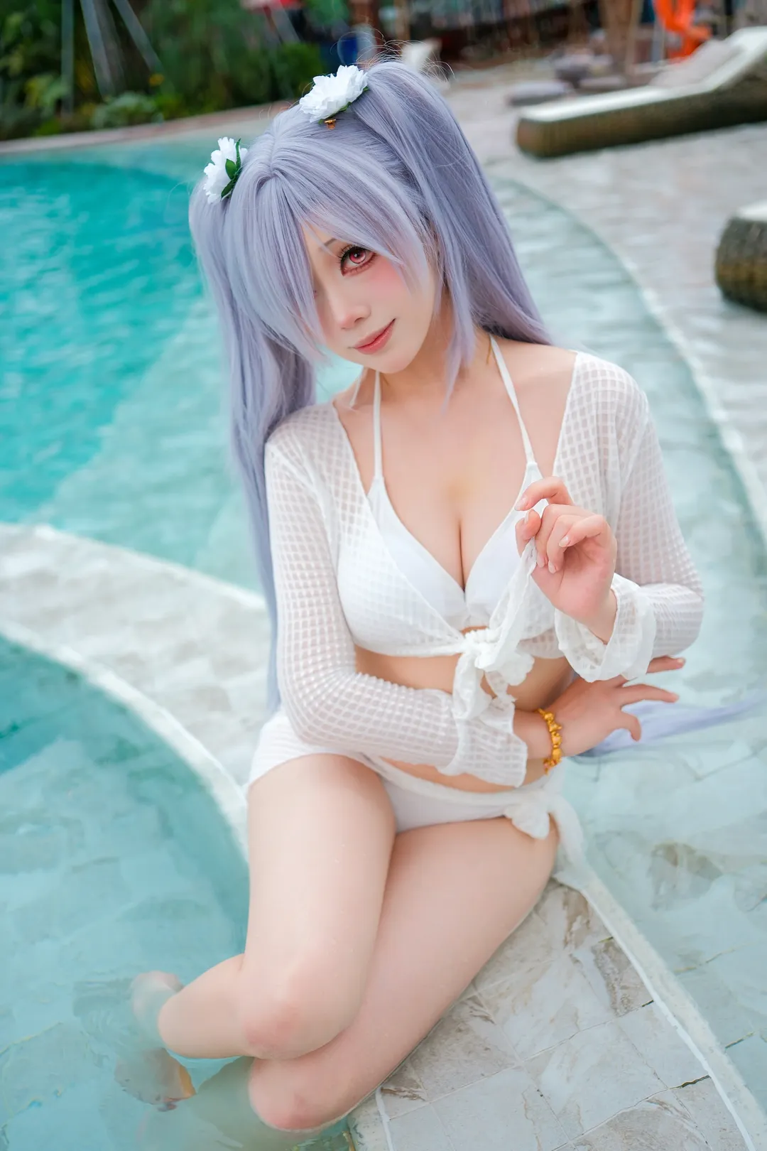 泳装cos, 二次元cosplay, 灰姑娘cos, 胜利女神, 池畔摄影 - 第1张