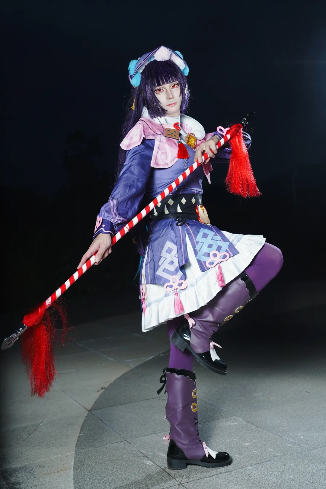 Genshin Impact, Yun Jin cosplay, Devastation and Redemption, Taishan photoshoot booking, Purple stockings