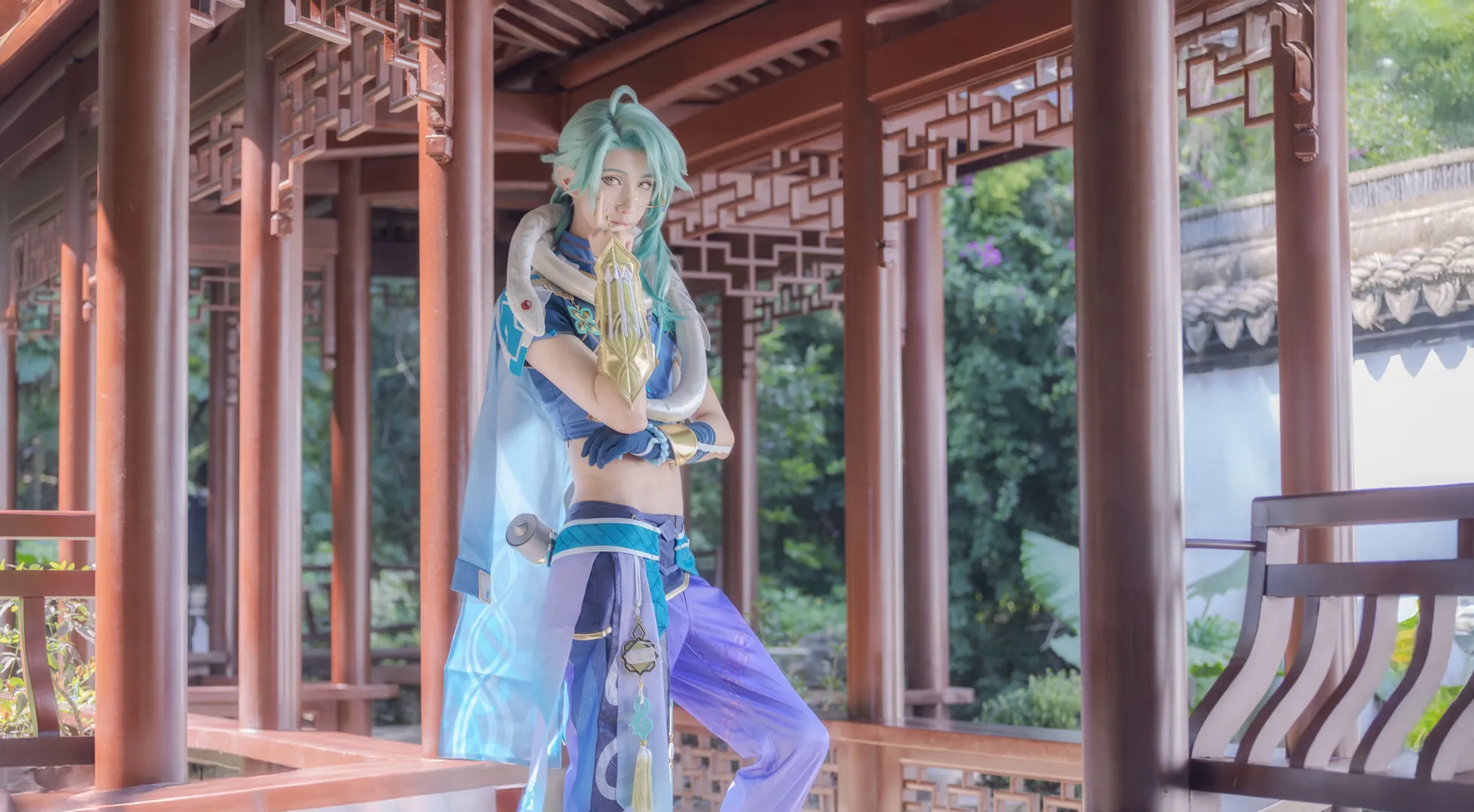 原神, 国风cosplay, 动漫角色扮演, 白术cos, 园博园外景 - 第4张