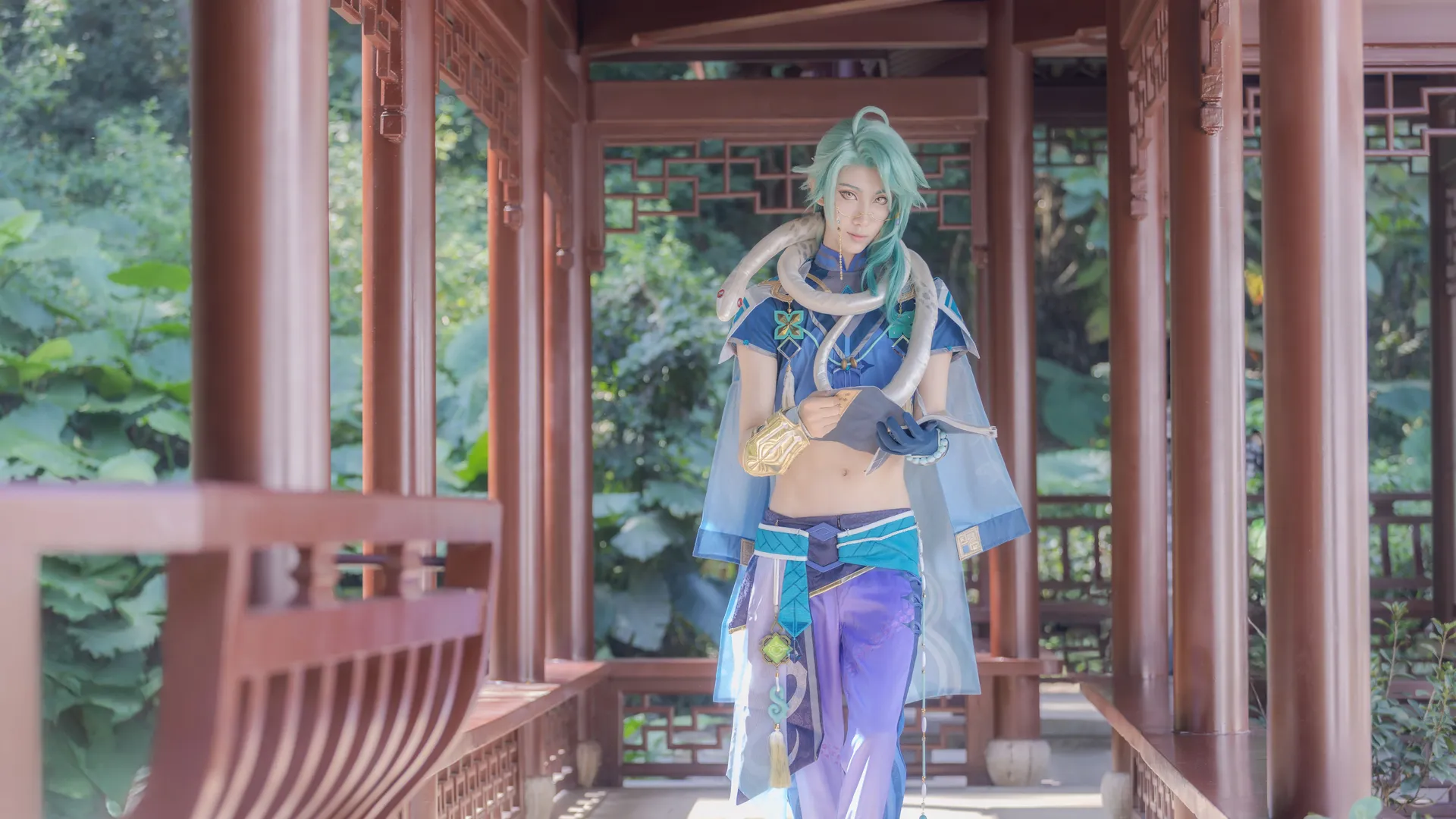 原神, 国风cosplay, 动漫角色扮演, 白术cos, 园博园外景 - 第5张