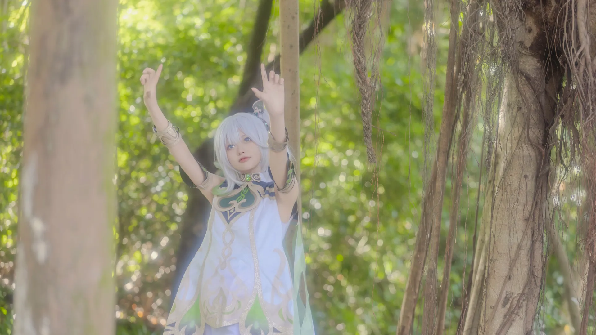 原神, コスプレ, 森林写真, ナヒーダ コスプレ, エルフ耳 - 3枚目