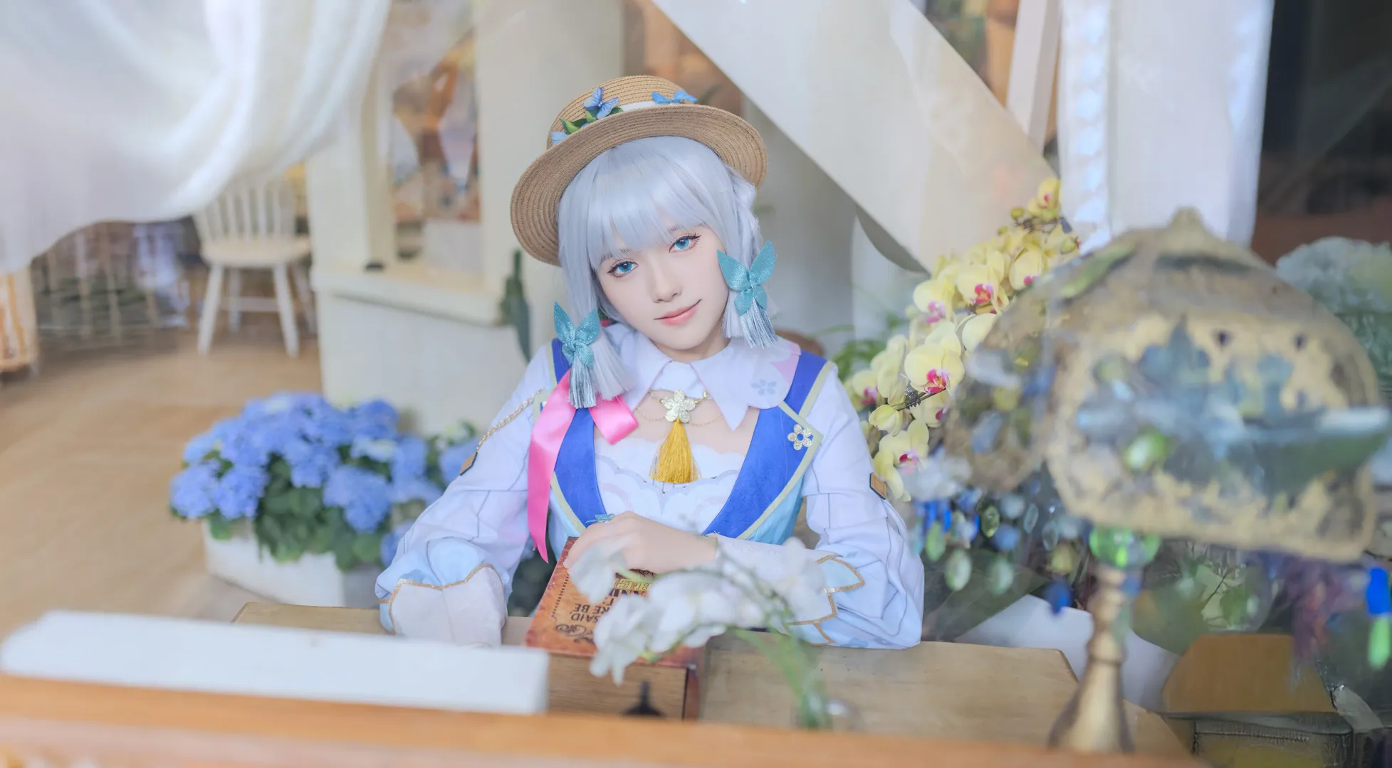 原神, 神里绫华cos, 花时来信, cosplay摄影, 白丝穿搭 - 第11张