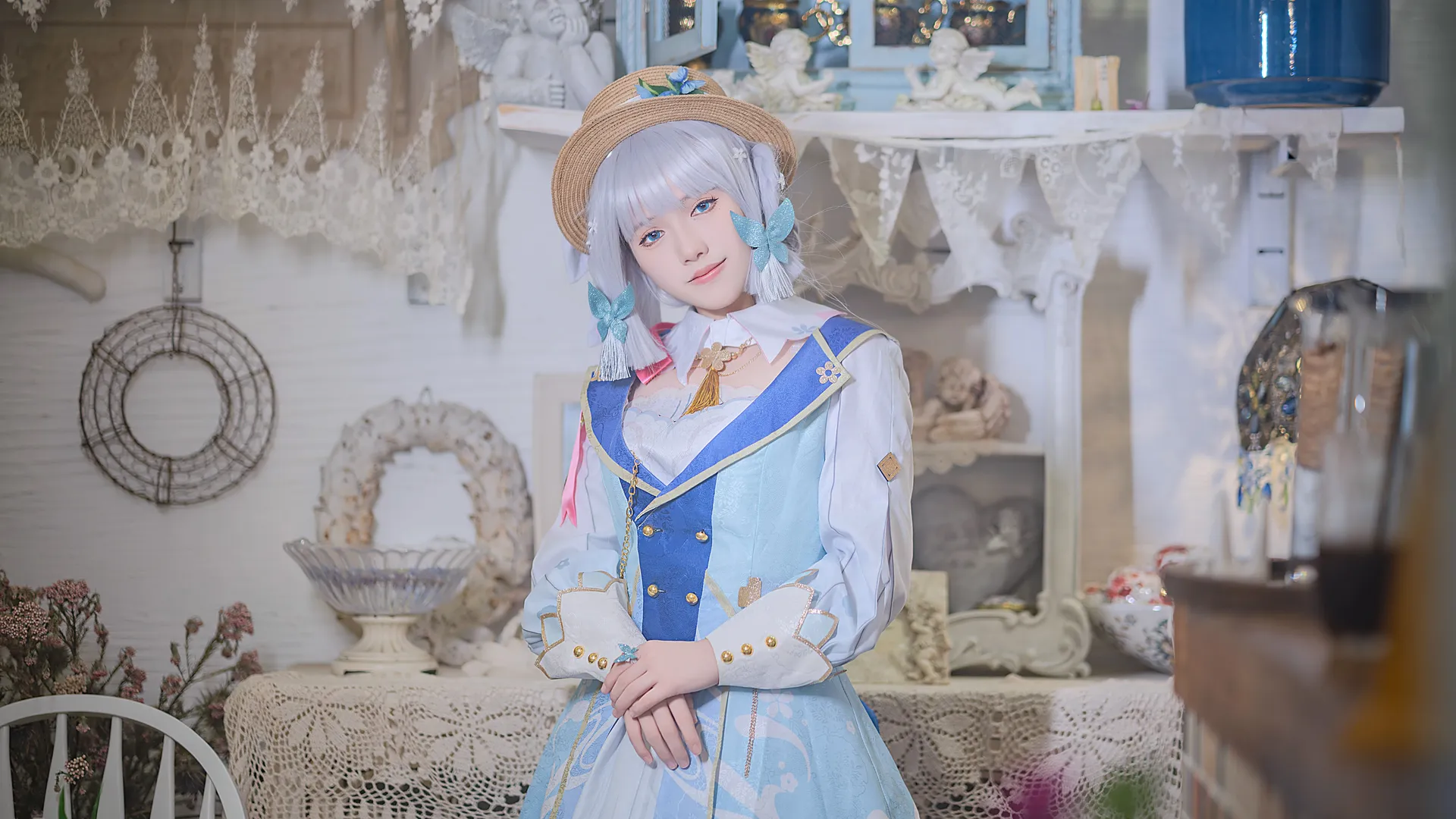 原神, 神里绫华cos, 花时来信, cosplay摄影, 白丝穿搭 - 第13张