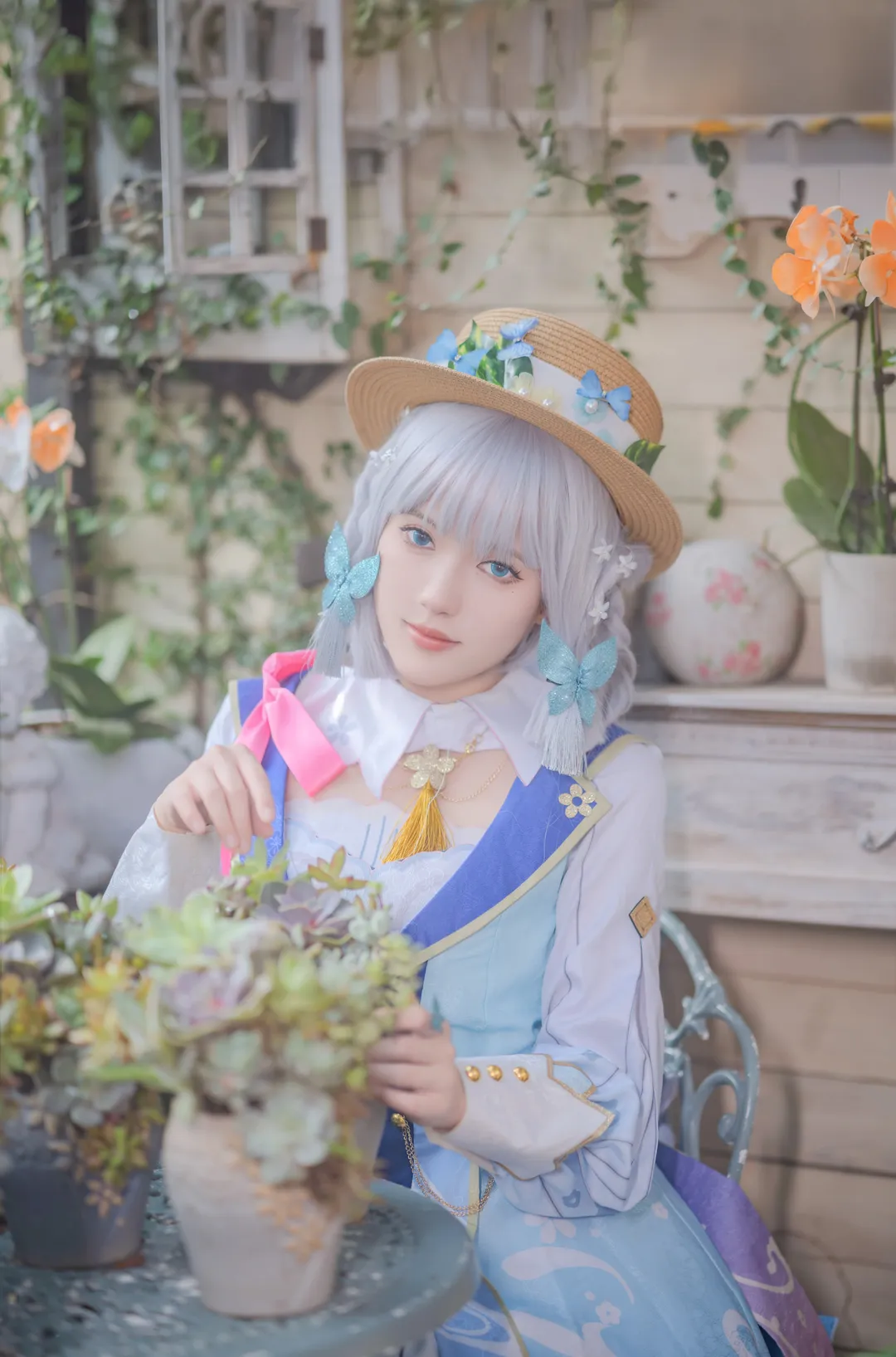 原神, 神里绫华cos, 花时来信, cosplay摄影, 白丝穿搭 - 第6张