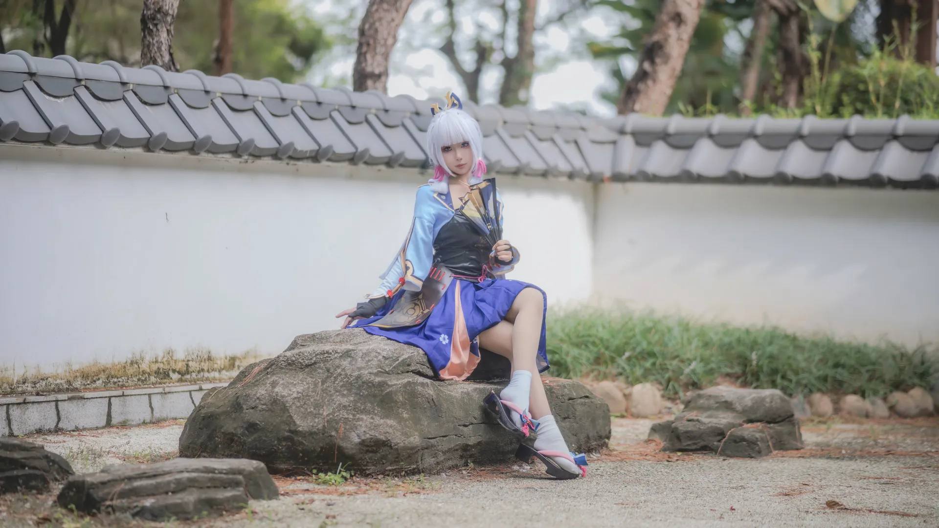 原神, 二次元cosplay, 神里绫华cos, 角色扮演摄影, 日式和风庭院 - 第3张