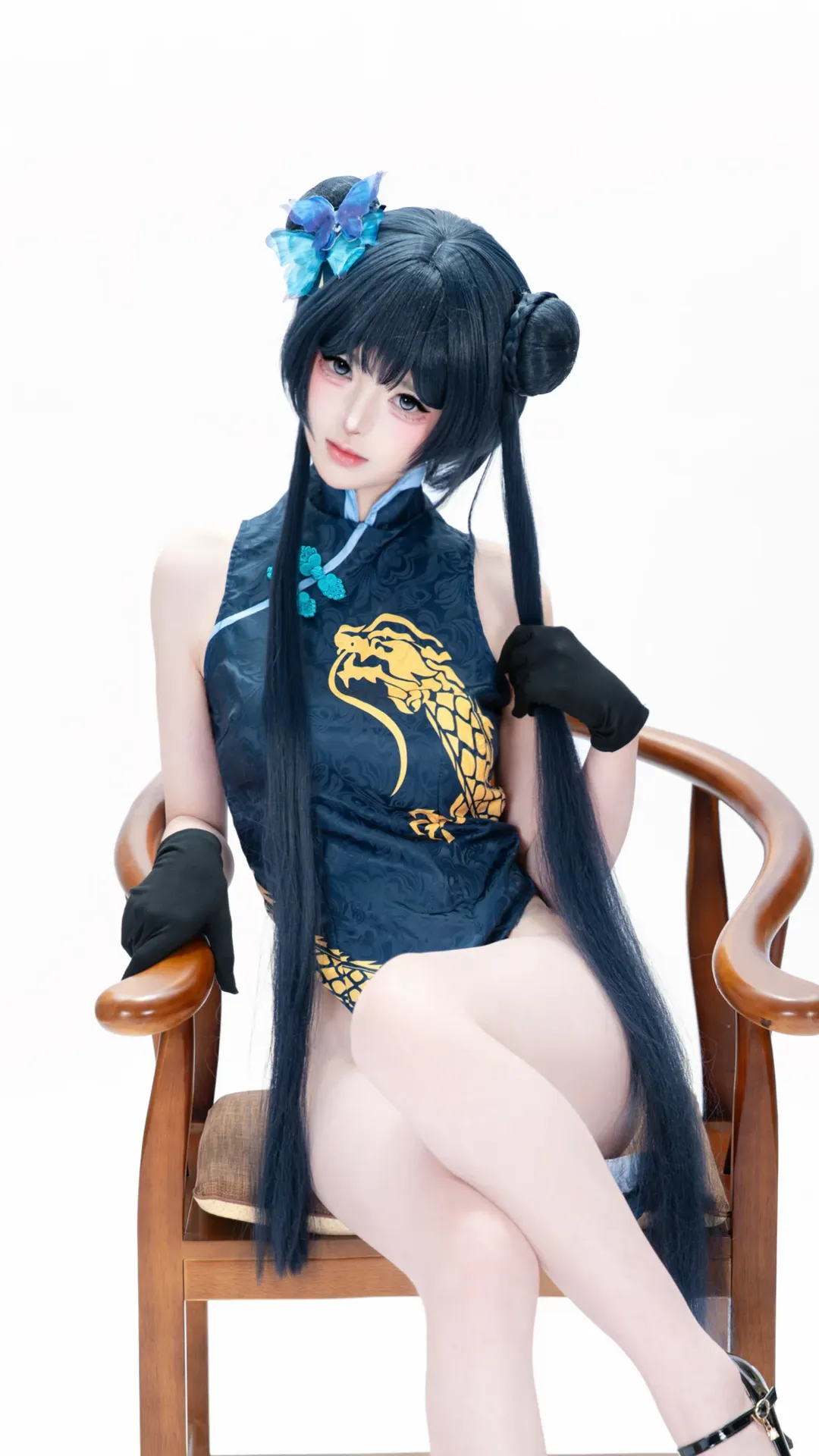 蔚蓝档案, 龙华妃咲cos, 白丝穿搭, 旗袍cosplay, 二次元coser - 第1张