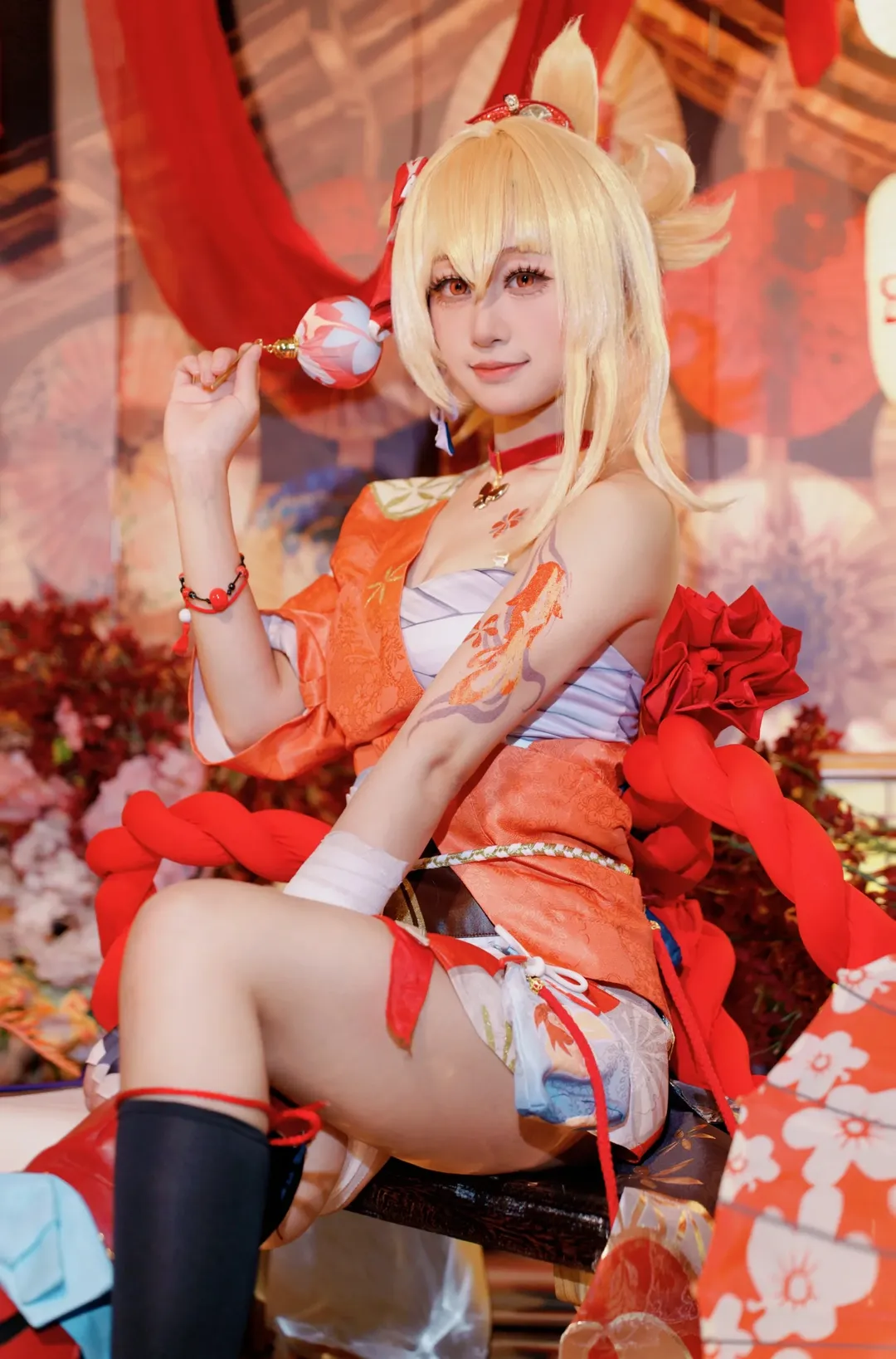 原神, 二次元コスプレ, 宵宮コスプレ, 和風少女, ロングソックス コーデ - 1枚目