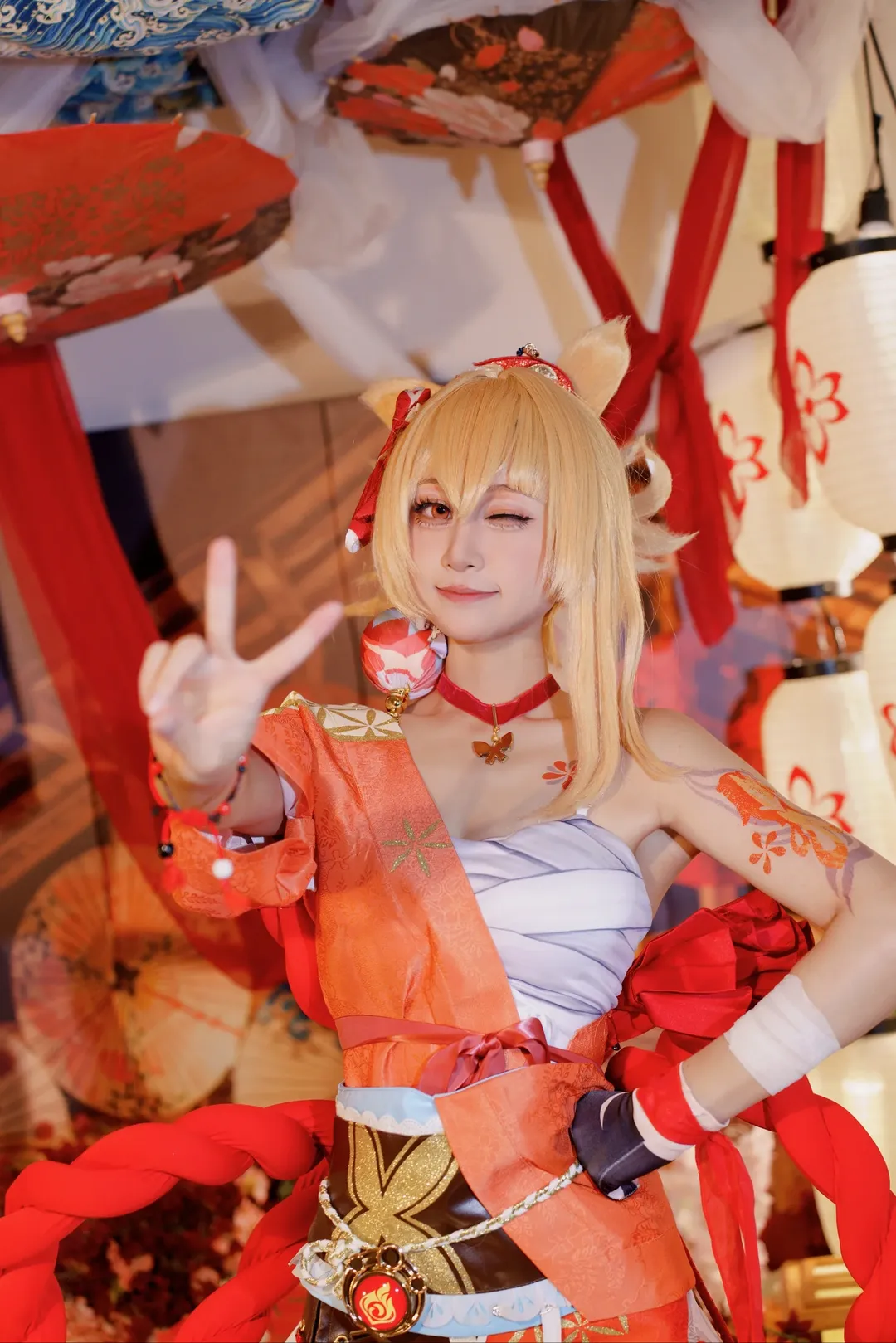 原神, 二次元コスプレ, 宵宮コスプレ, 和風少女, ロングソックス コーデ - 4枚目