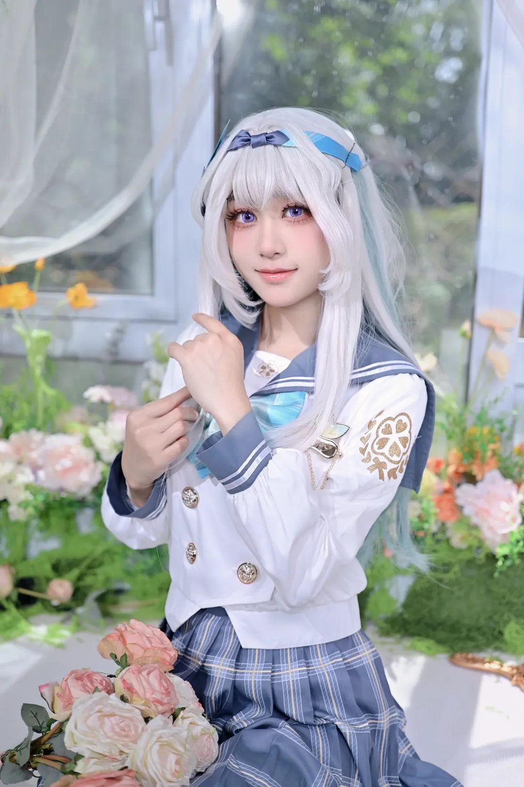 二次元, 崩坏星穹铁道, 流萤cos, JK制服, 白丝 - 第3张