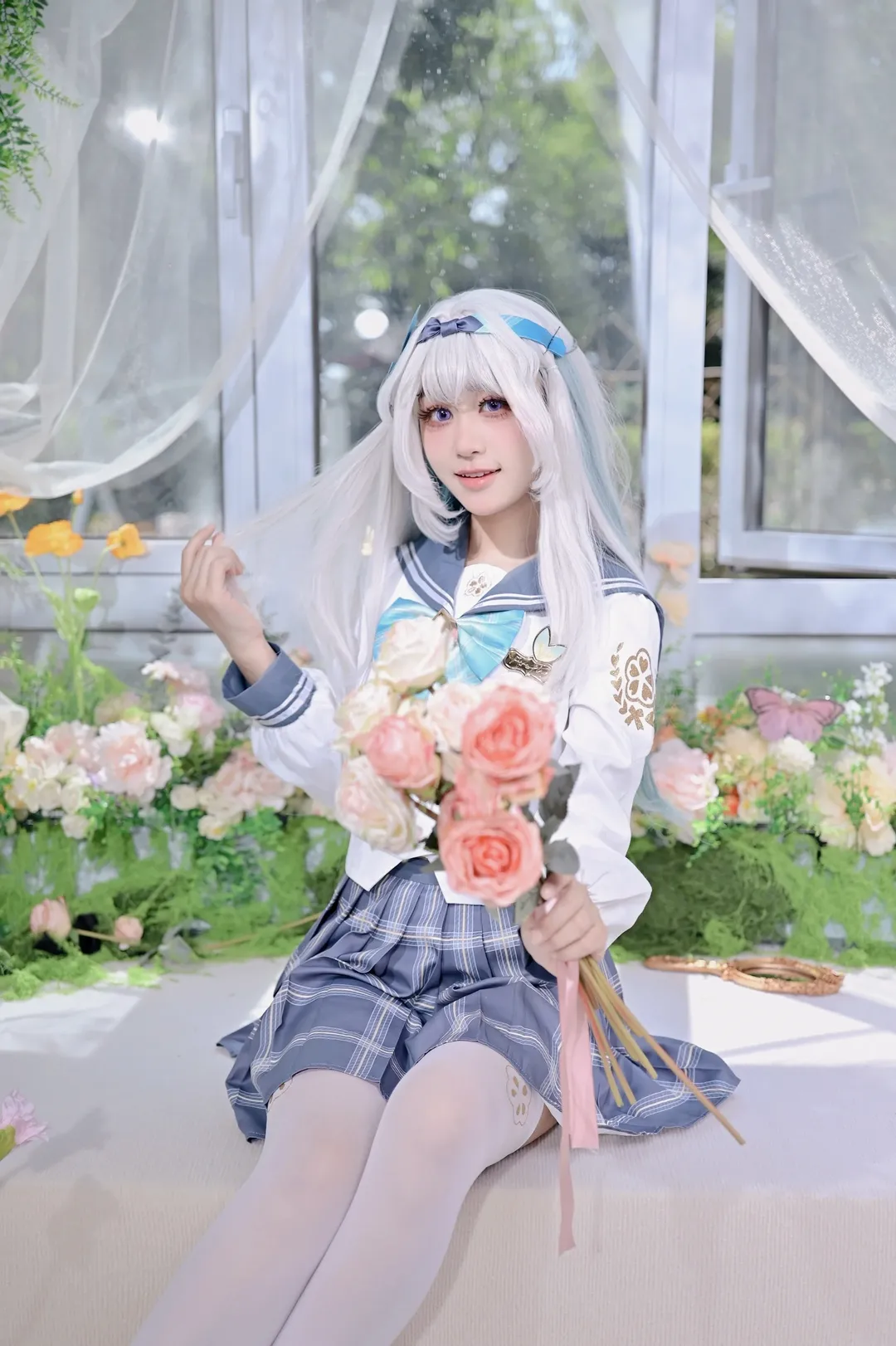二次元, 崩坏星穹铁道, 流萤cos, JK制服, 白丝 - 第4张