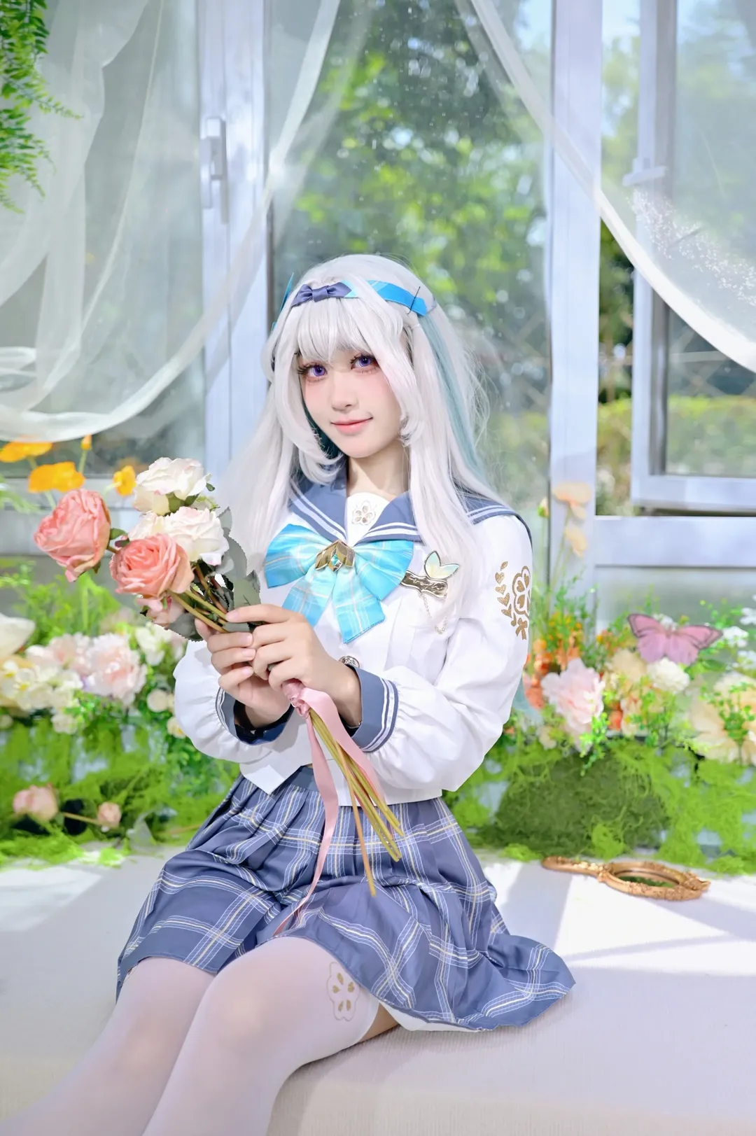 二次元, 崩坏星穹铁道, 流萤cos, JK制服, 白丝 - 第5张