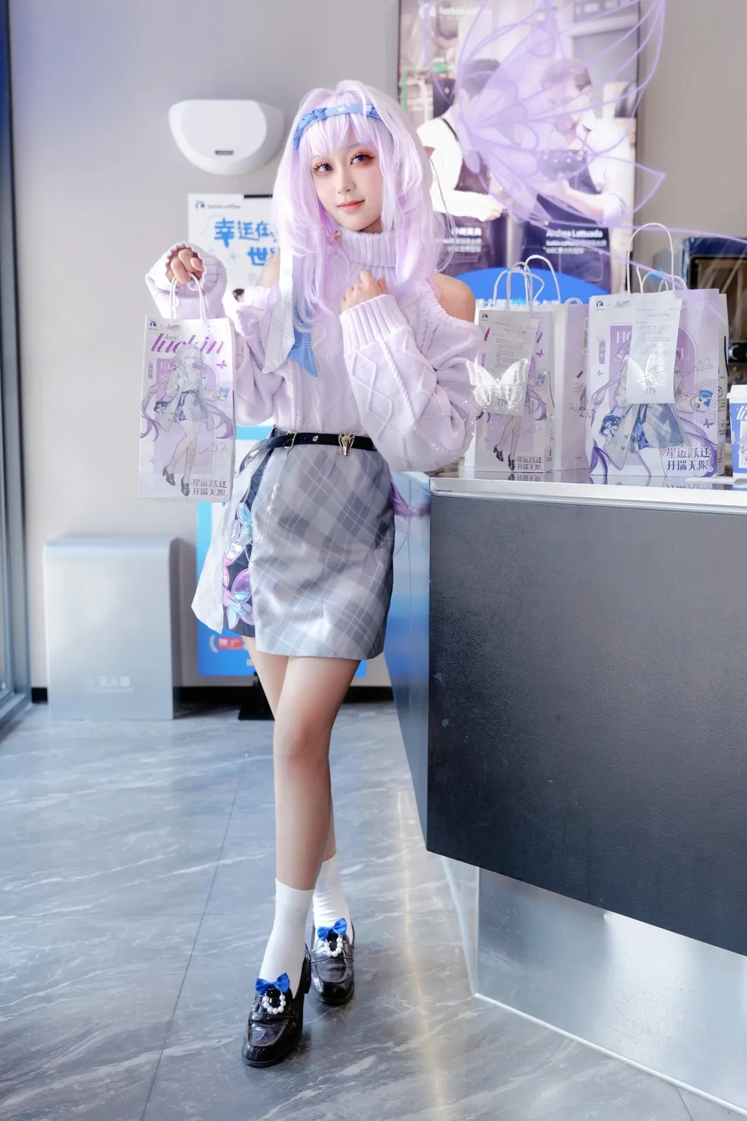 崩壊：スターレイル, キャストリス コスプレ, エルフ耳, ラッキンコーヒーコラボ, 白ソックス