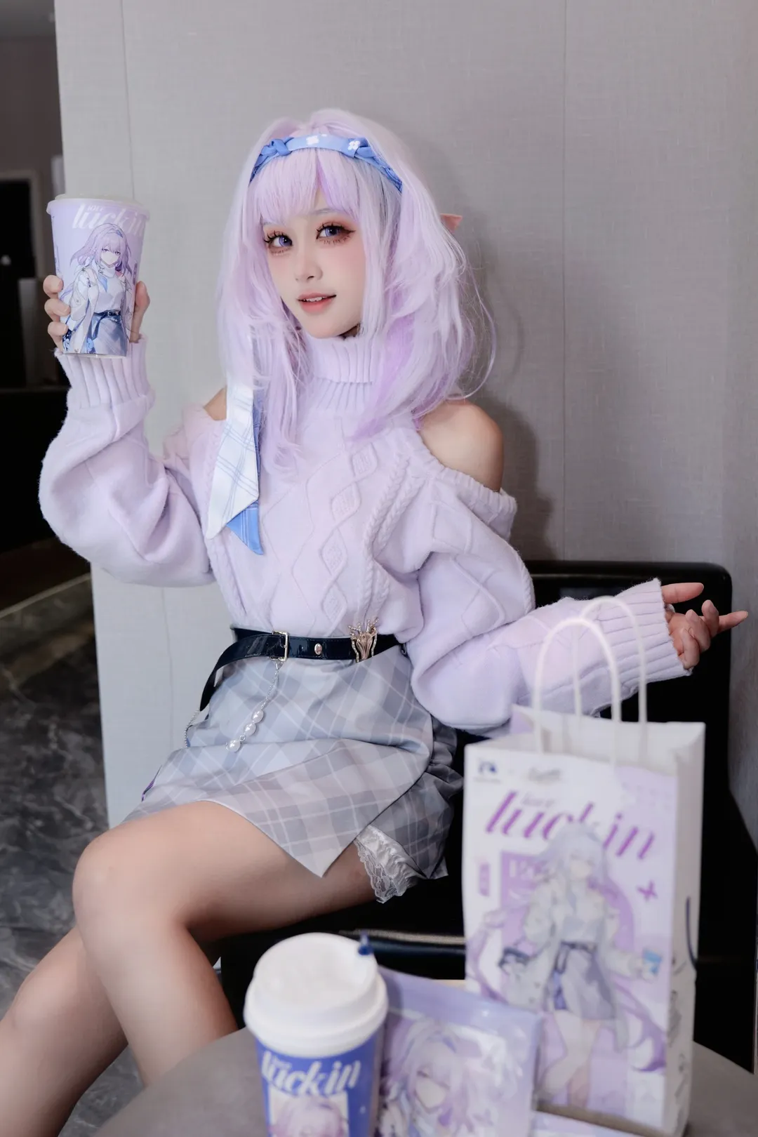 崩壊：スターレイル, キャストリス コスプレ, エルフ耳, ラッキンコーヒーコラボ, 白ソックス - 4枚目
