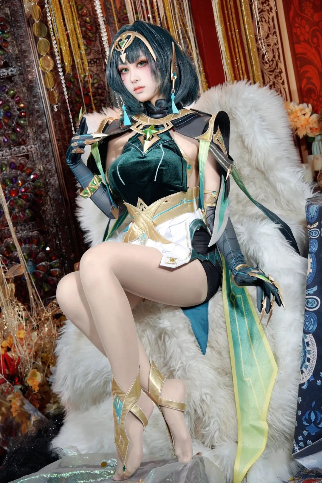 原神, 二次元cosplay, 奈芙尔cos, 漫骨, 丝袜cos