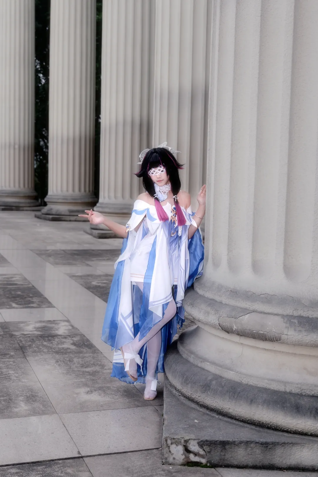 Genshin Impact, Columbina Cosplay, Anime girl, White stockings, Foggy City Photography