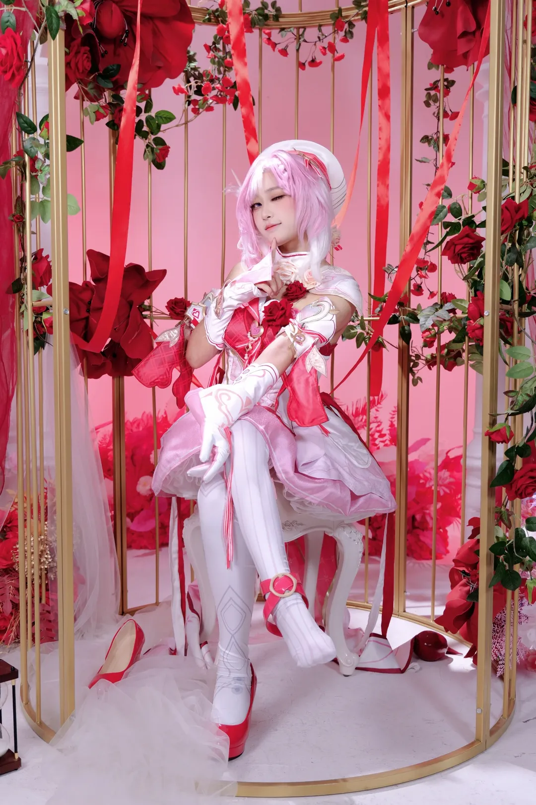 Elysia Cosplay, Honkai Impact 3rd, Anime-style photography, Cosplay photoshoot, White stockings - Image 1