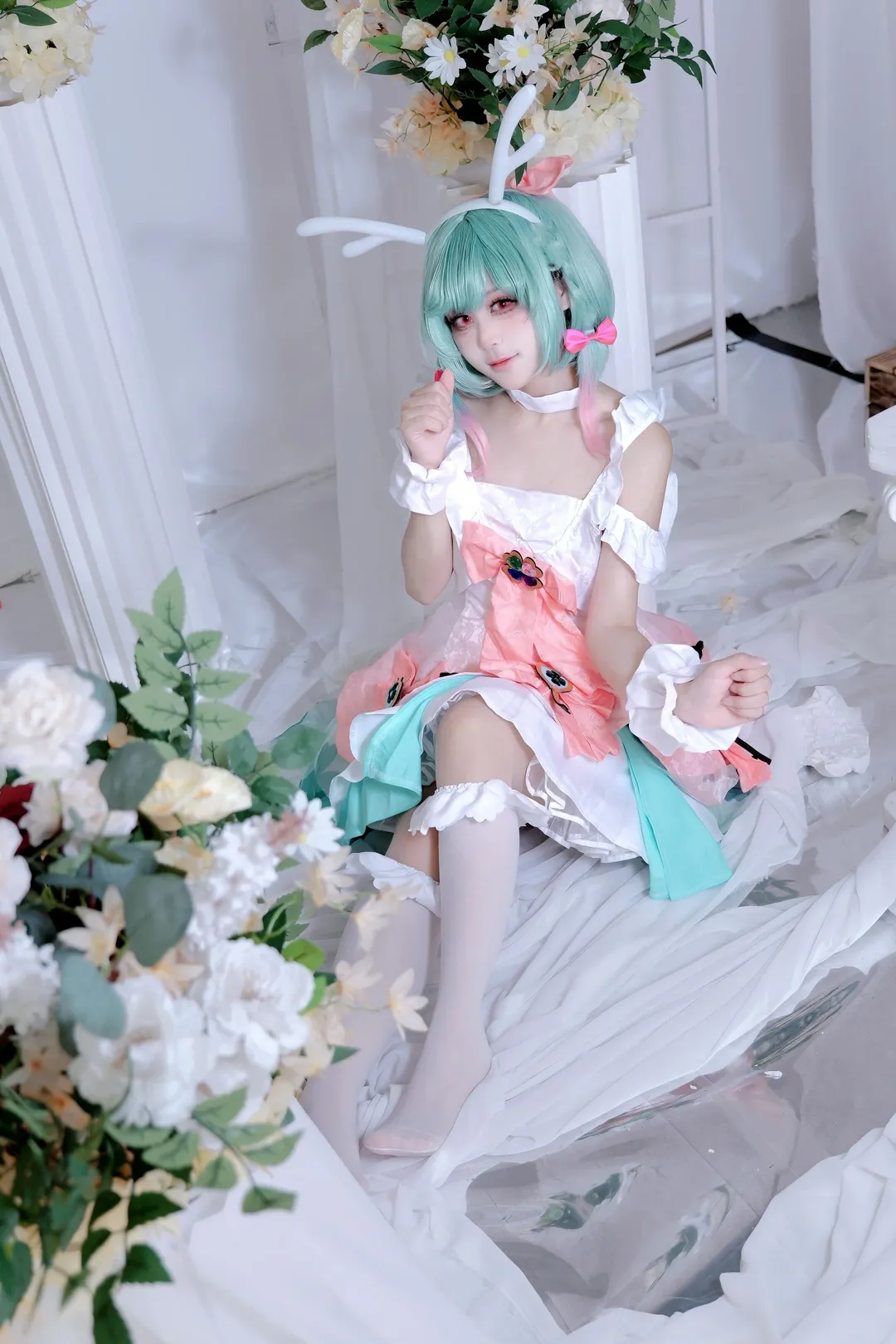 王者荣耀, 时之祈愿, 瑶cos, cosplay棚拍, 白色系少女 - 第1张
