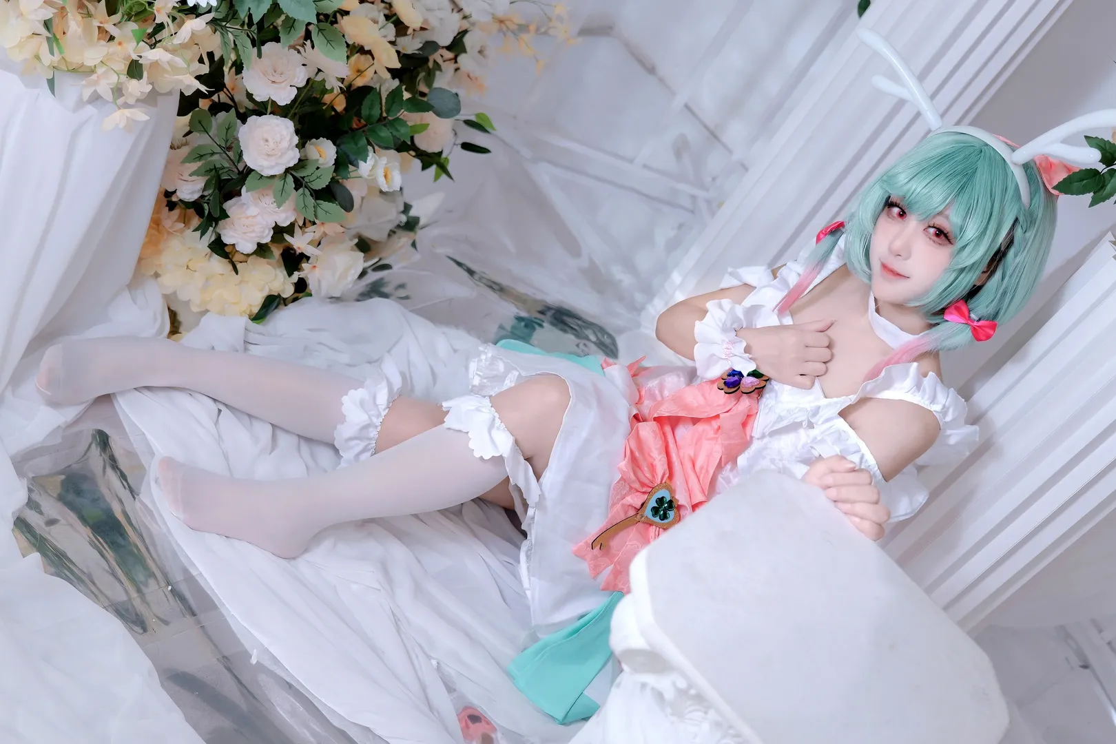 王者荣耀, 时之祈愿, 瑶cos, cosplay棚拍, 白色系少女 - 第5张