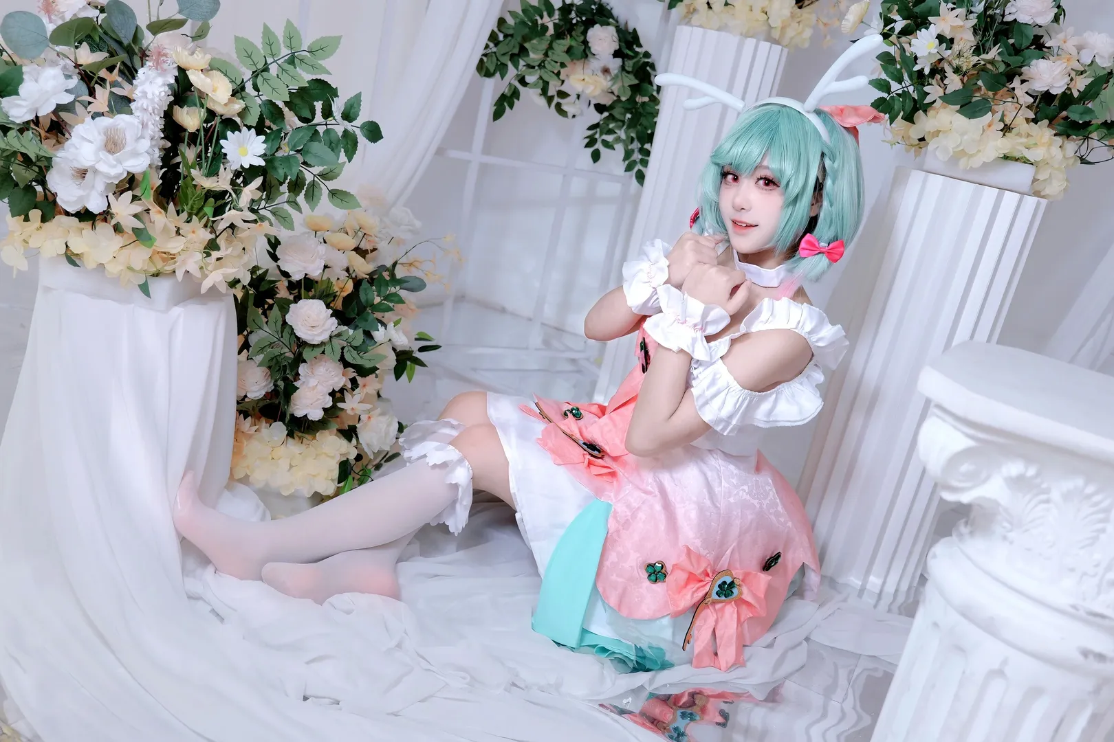 王者荣耀, 时之祈愿, 瑶cos, cosplay棚拍, 白色系少女 - 第6张