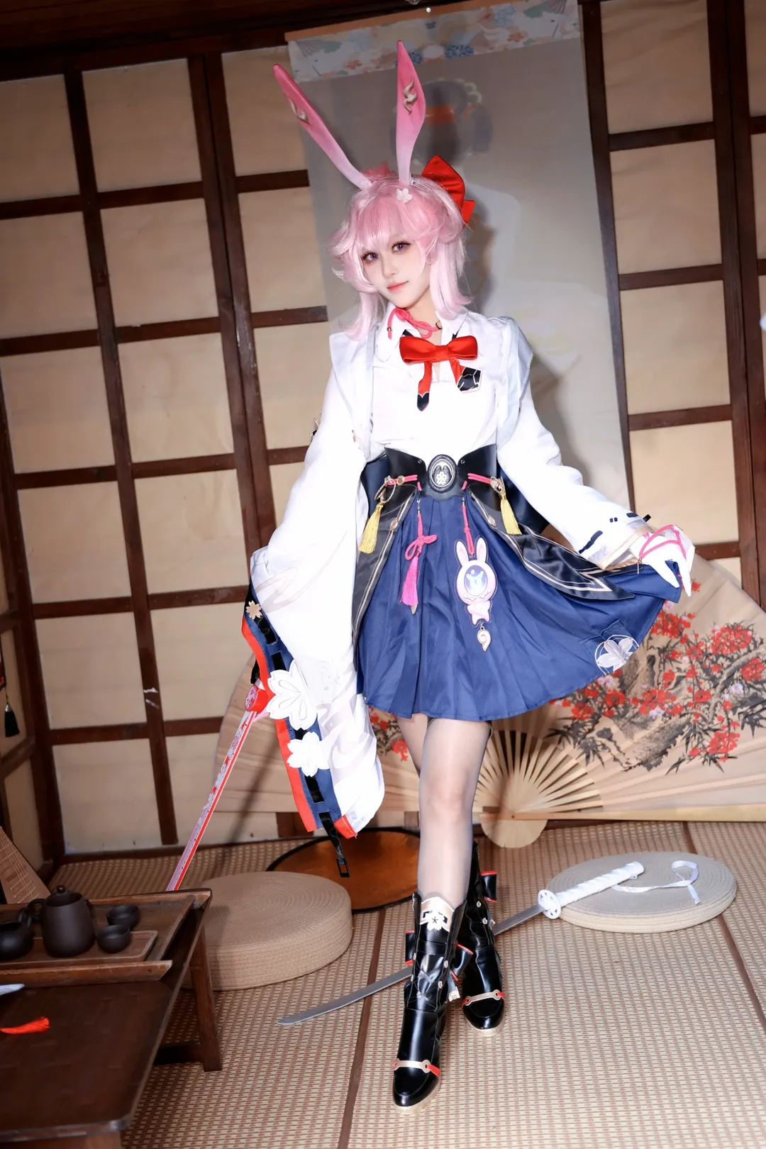 2D, Honkai: Star Rail, Japanese-style photography, Evanescia cosplay, Stocking outfit - Image 3
