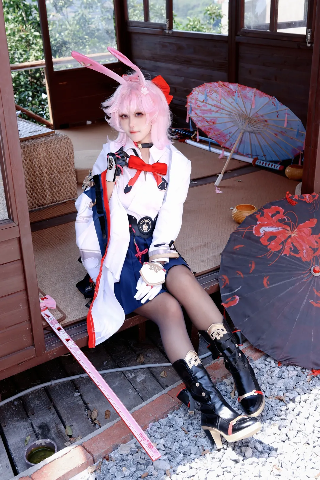 2D, Honkai: Star Rail, Japanese-style photography, Evanescia cosplay, Stocking outfit - Image 5