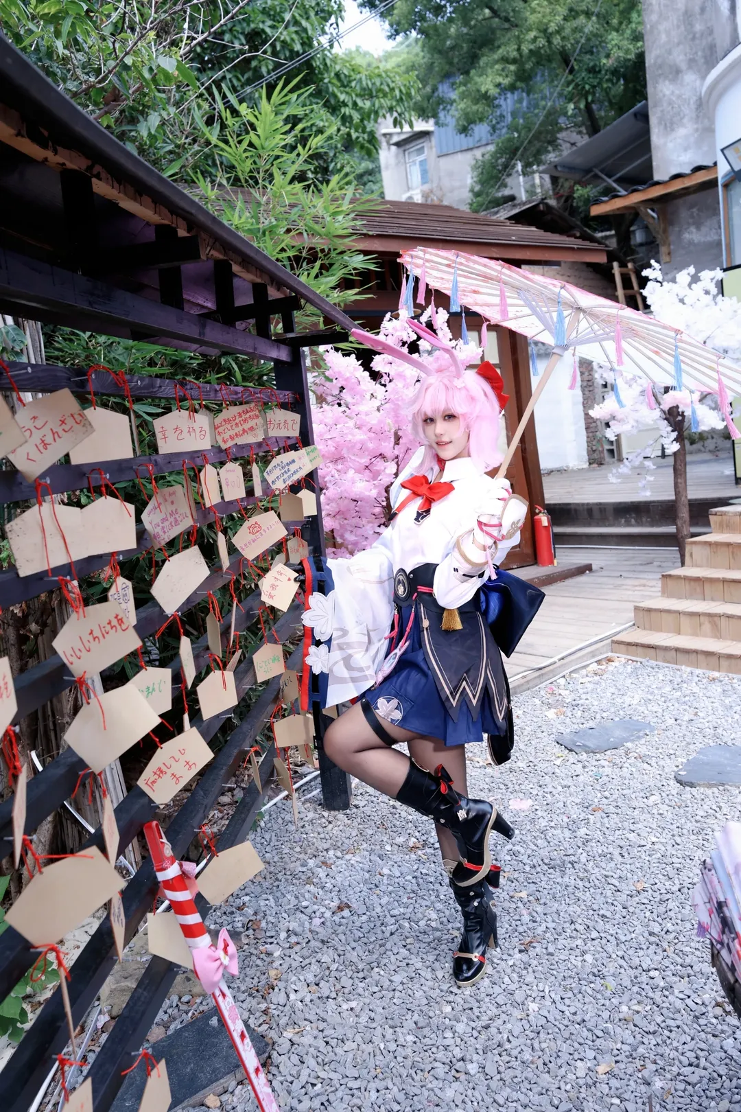2D, Honkai: Star Rail, Japanese-style photography, Evanescia cosplay, Stocking outfit - Image 6