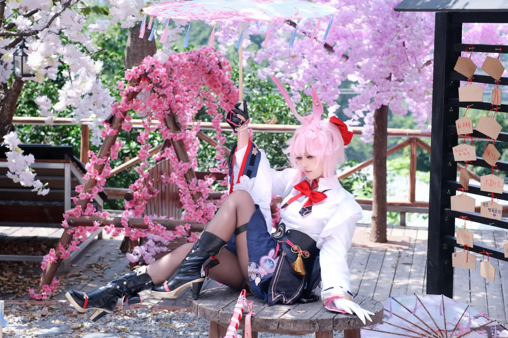 2D, Honkai: Star Rail, Japanese-style photography, Evanescia cosplay, Stocking outfit - Image 7