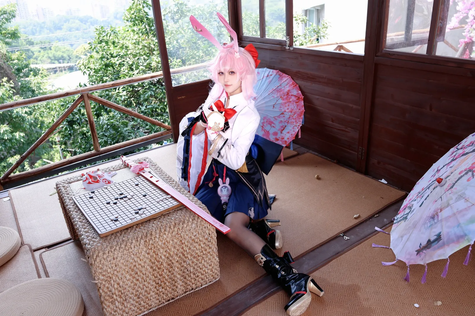 2D, Honkai: Star Rail, Japanese-style photography, Evanescia cosplay, Stocking outfit - Image 8