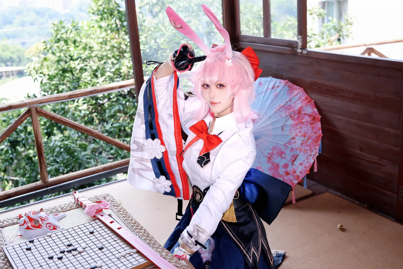2D, Honkai: Star Rail, Japanese-style photography, Evanescia cosplay, Stocking outfit - Image 9