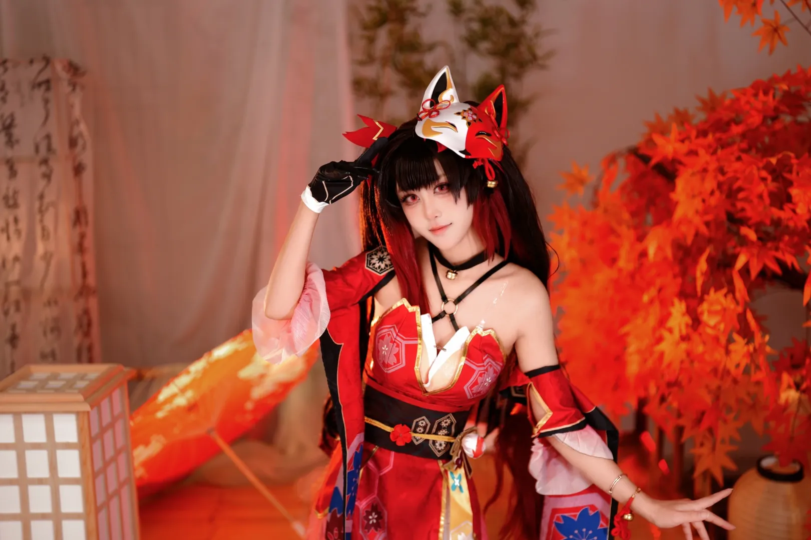崩壊：スターレイル, 二次元コスプレ, 花火 コスプレ, 狐面スタイル, 和風赤衣装 - 10枚目