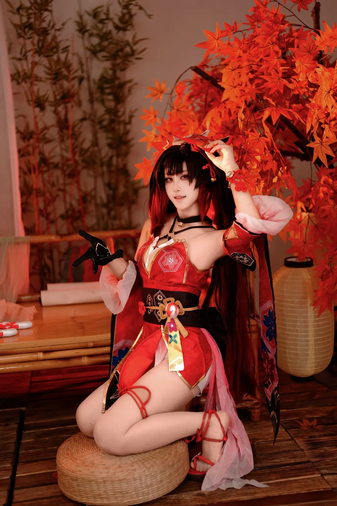 崩壊：スターレイル, 二次元コスプレ, 花火 コスプレ, 狐面スタイル, 和風赤衣装 - 4枚目