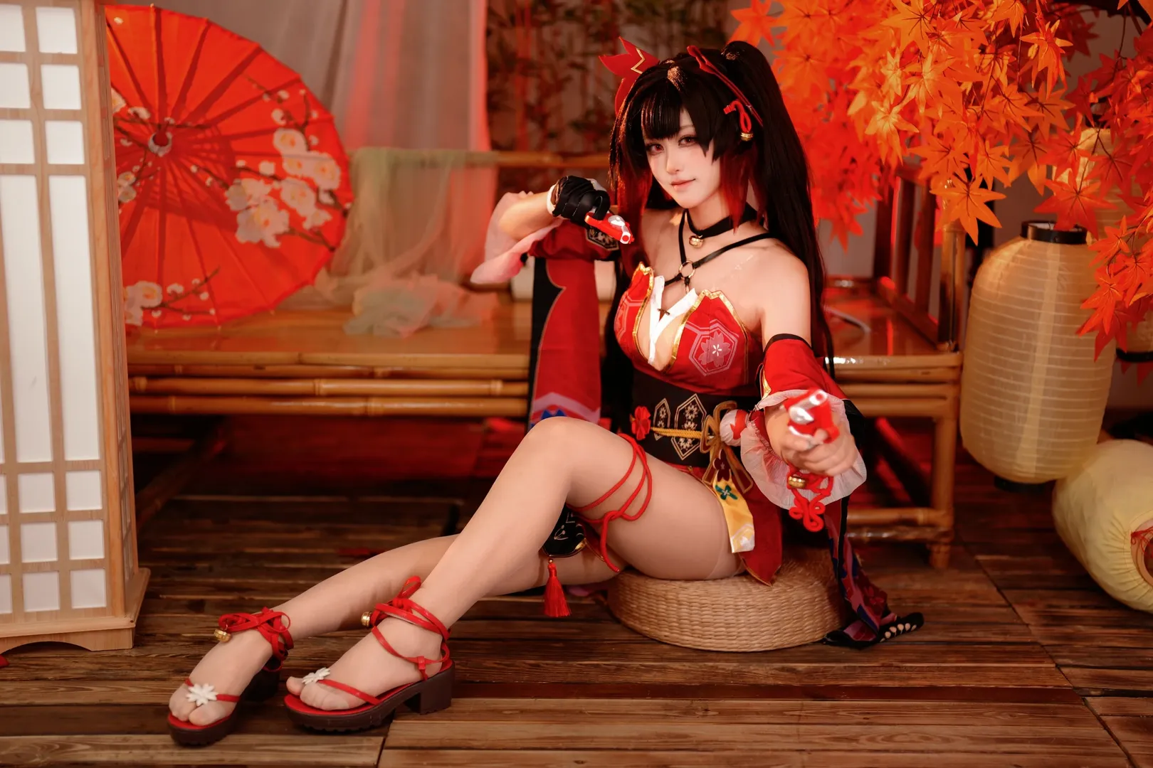 崩壊：スターレイル, 二次元コスプレ, 花火 コスプレ, 狐面スタイル, 和風赤衣装 - 6枚目