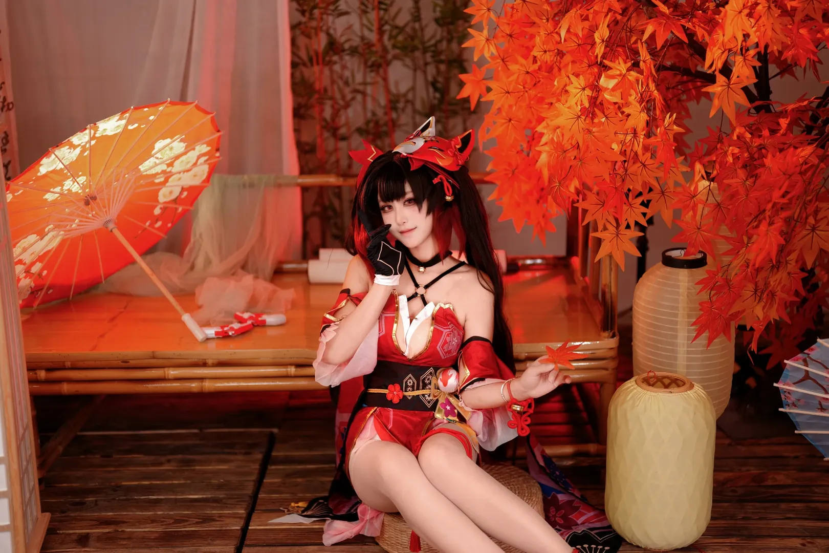 崩壊：スターレイル, 二次元コスプレ, 花火 コスプレ, 狐面スタイル, 和風赤衣装 - 8枚目
