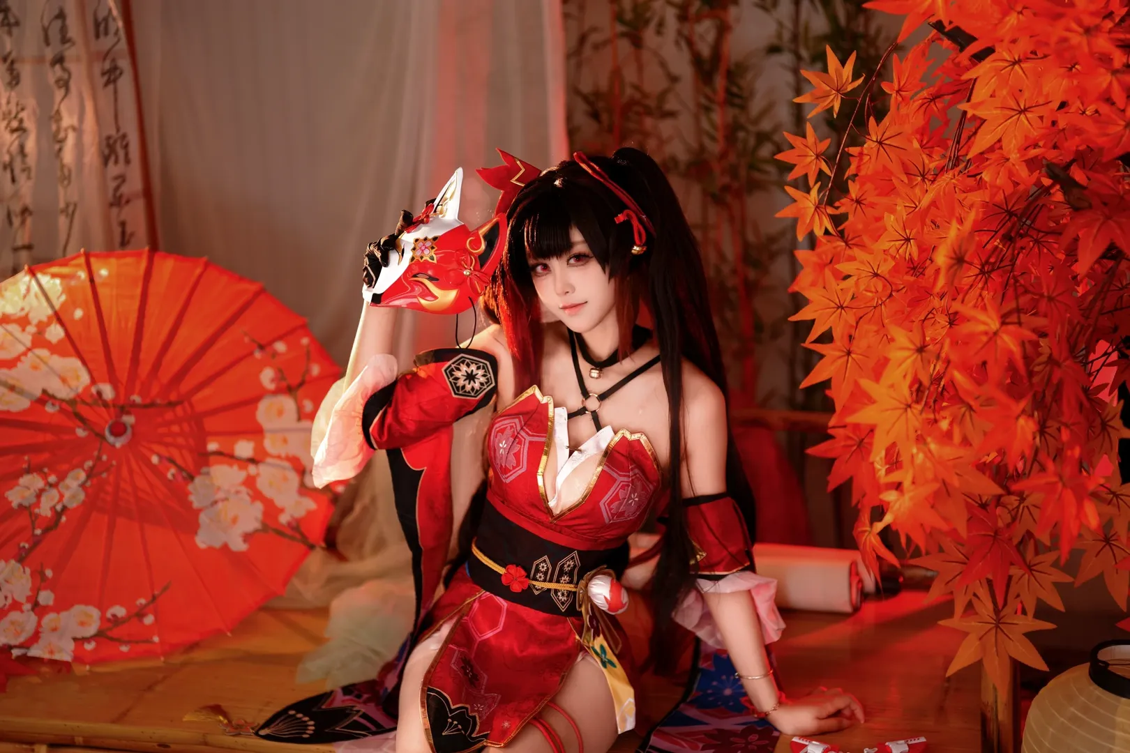 崩壊：スターレイル, 二次元コスプレ, 花火 コスプレ, 狐面スタイル, 和風赤衣装 - 9枚目