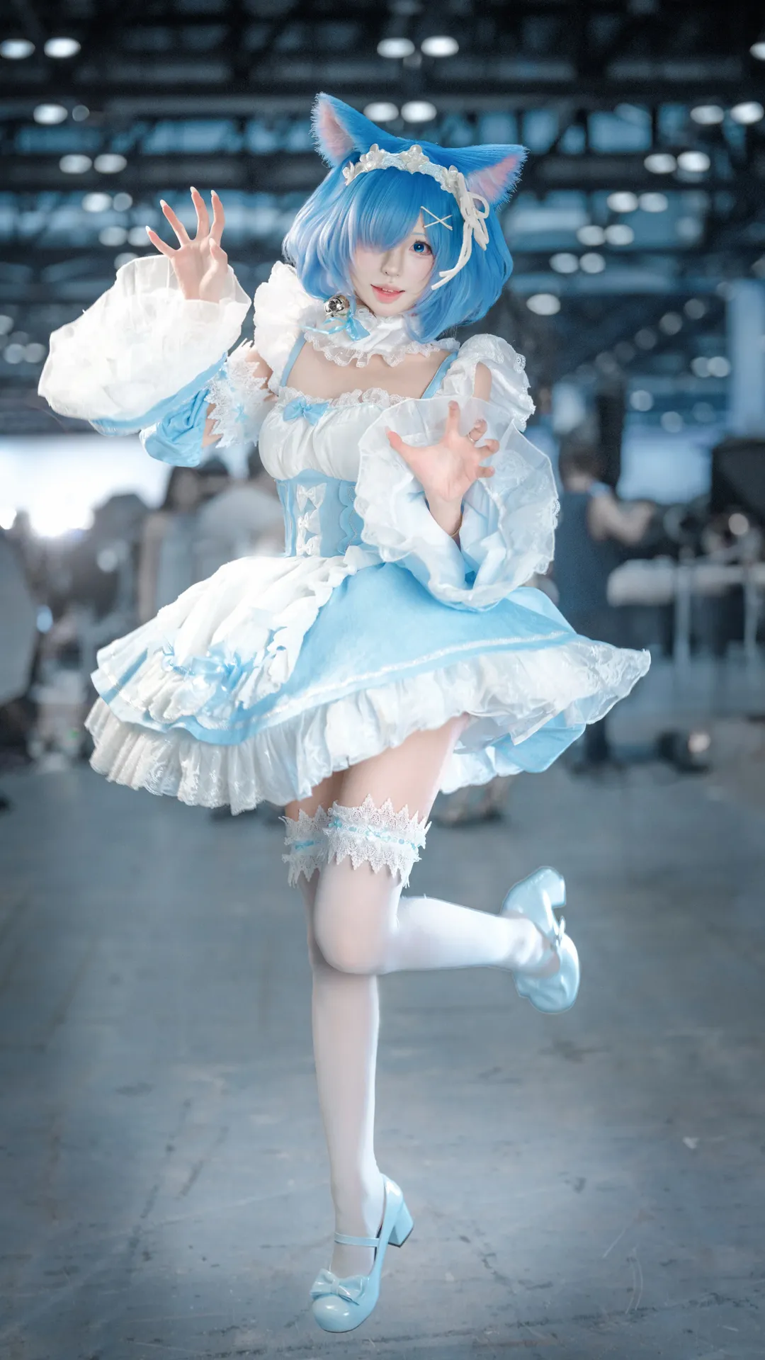 漫展, 蕾姆cos, re0, 白丝, 水色女仆