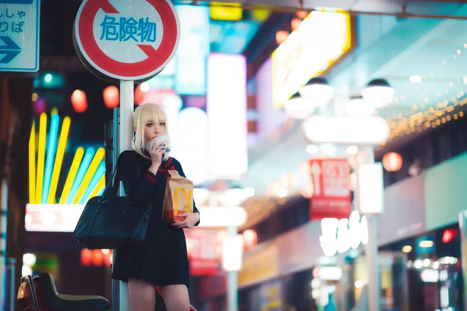 JK制服, 黑丝, 夜景摄影, Fate/GrandOrder, 阿尔托莉雅·潘德拉贡〔Alter〕cos - 第9张
