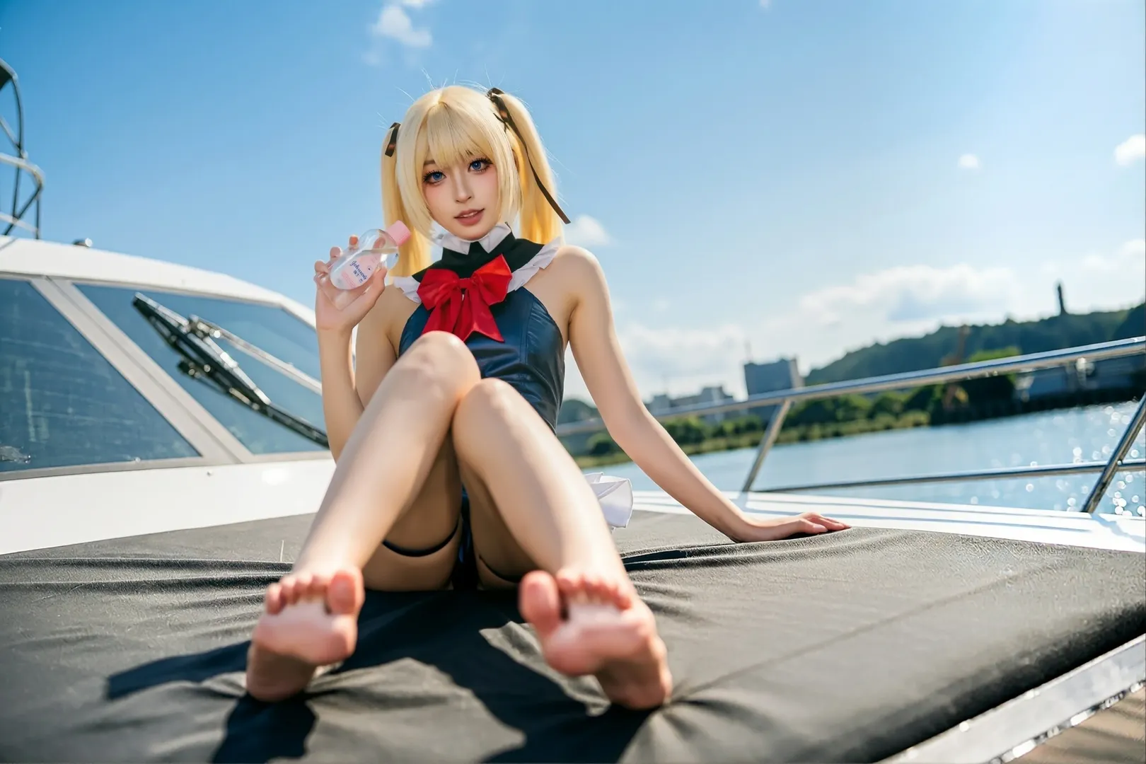 江门约拍, 玛丽罗斯cos, 死或生, 双马尾cosplay, 游艇写真 - 第1张