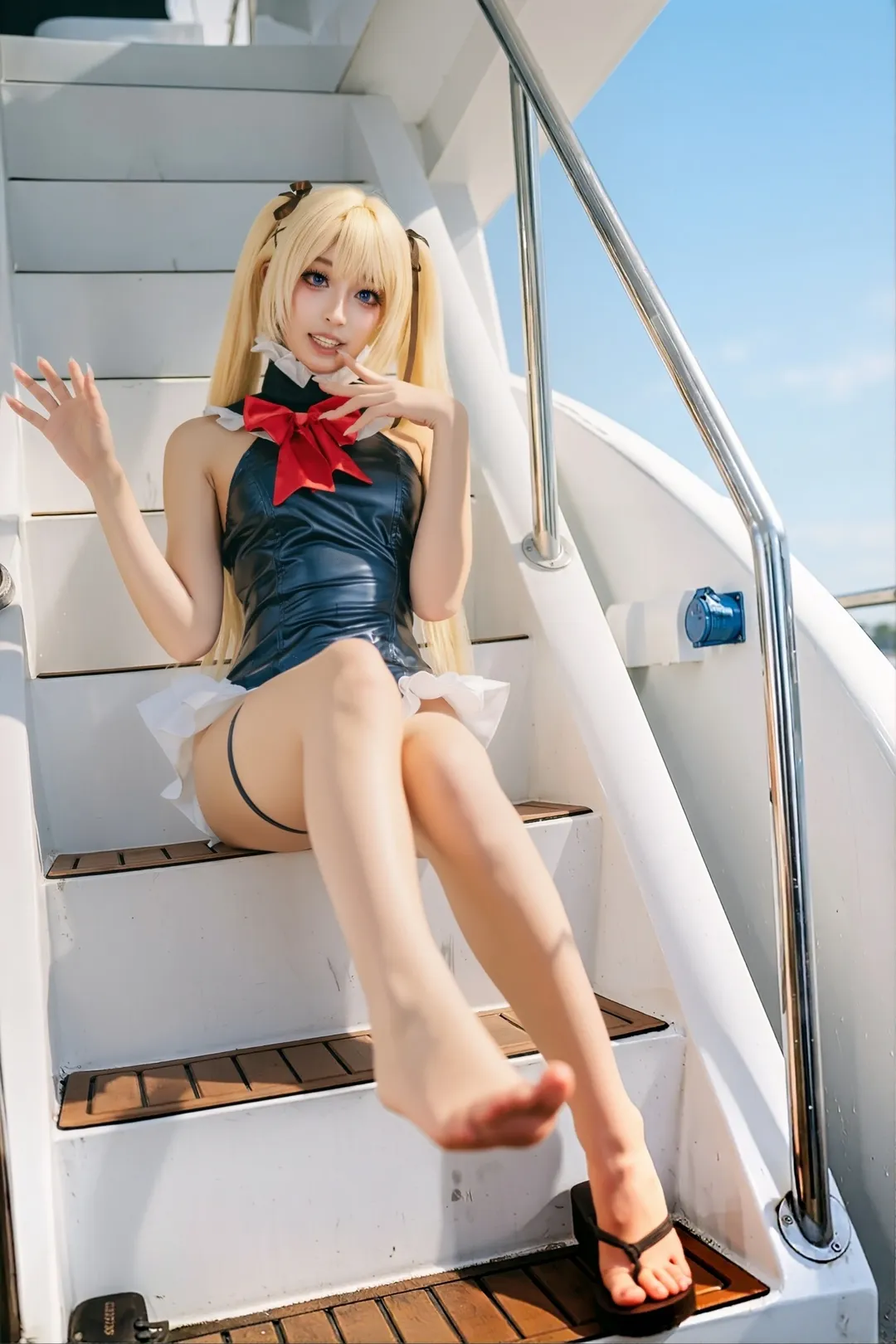 江门约拍, 玛丽罗斯cos, 死或生, 双马尾cosplay, 游艇写真 - 第2张