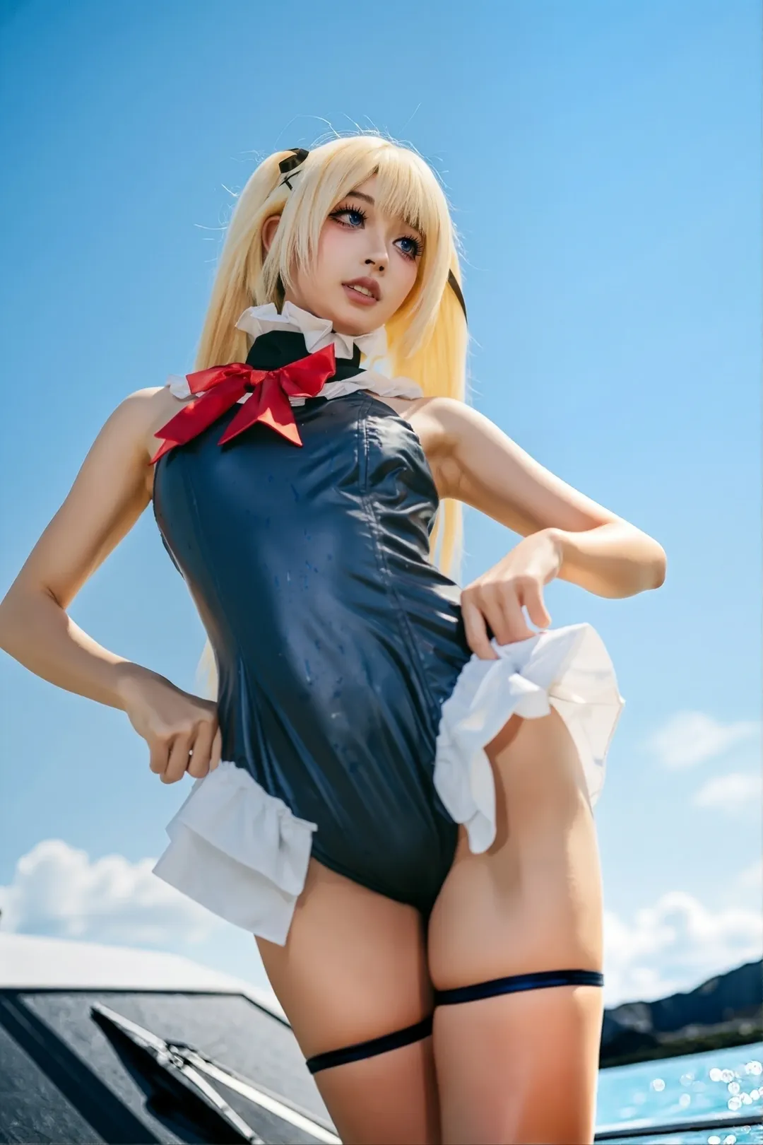 江门约拍, 玛丽罗斯cos, 死或生, 双马尾cosplay, 游艇写真