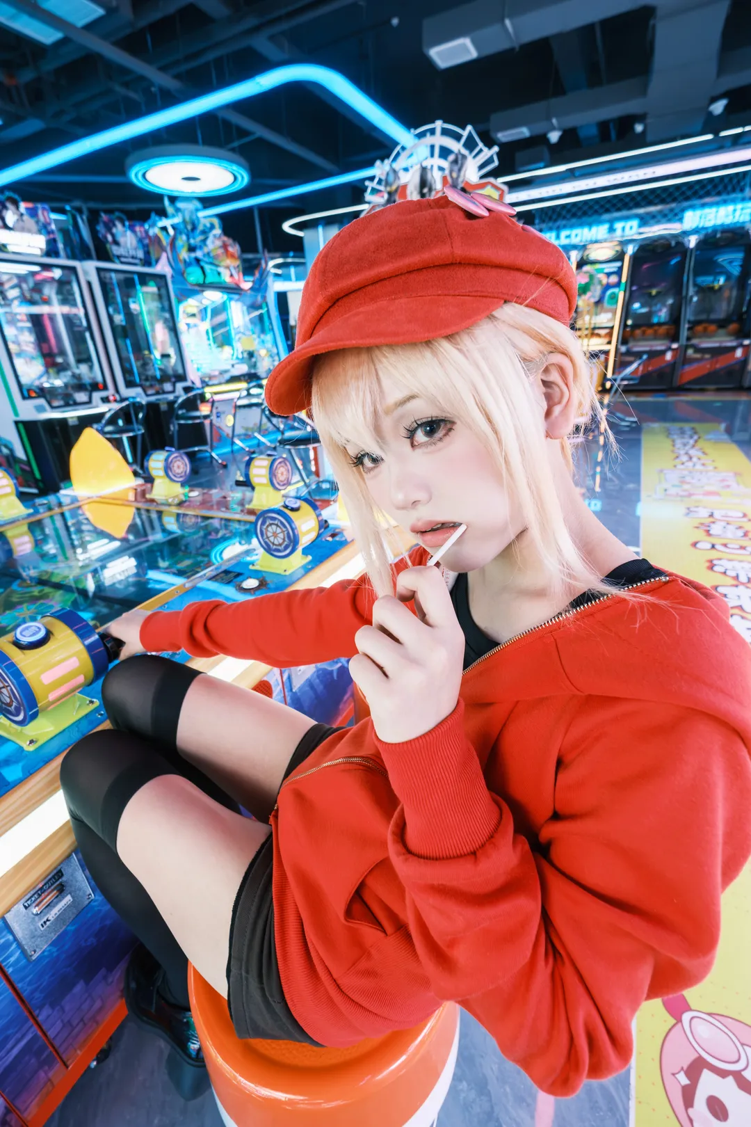 cosplay, 干物妹小埋, 黑丝过膝袜, 电玩城拍照, 土间埋cos