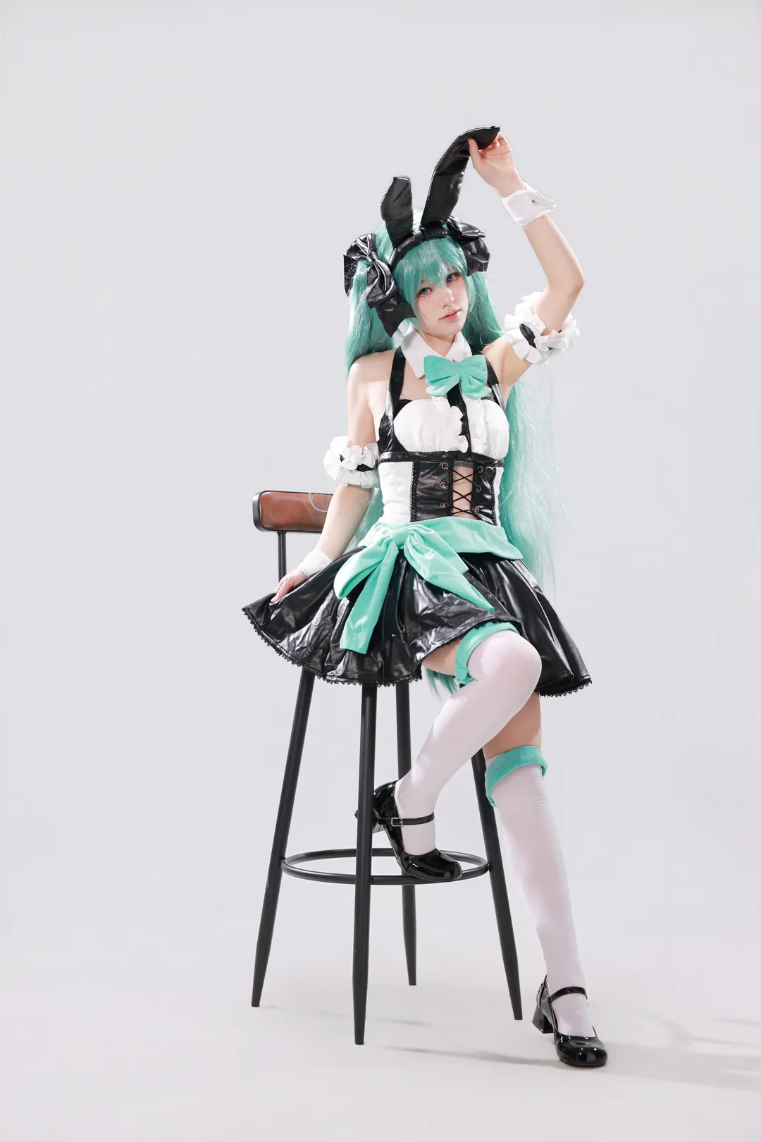 兔女郎, 女仆装, 白丝, 初音cos, 白棚摄影