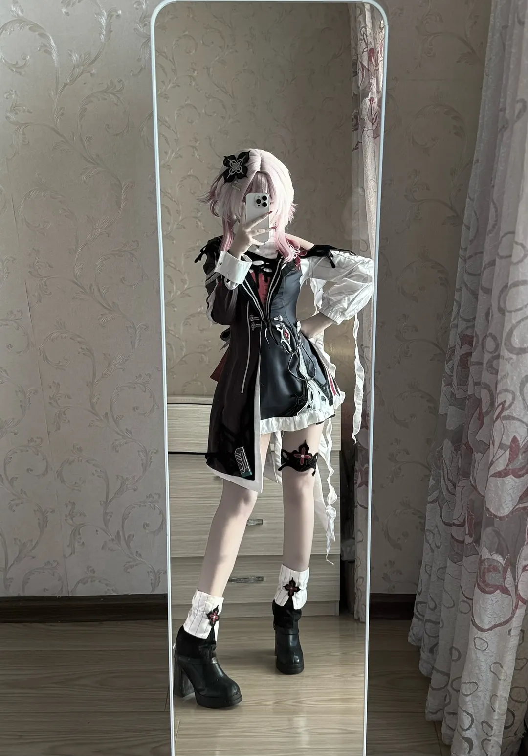 崩坏星穹铁道, 镜面自拍, 二次元cosplay, 长夜月cos, cosplay穿搭